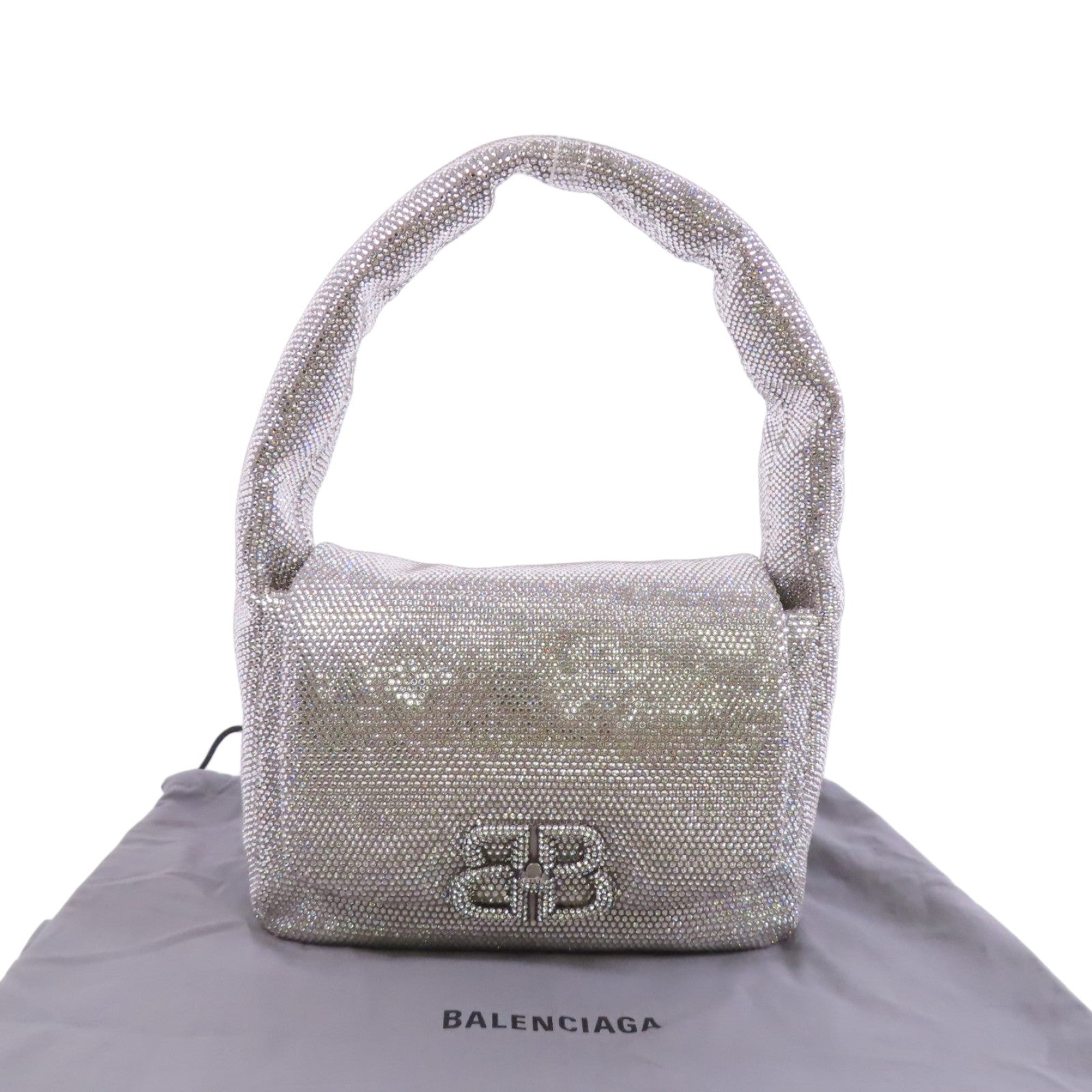 BALENCIAGA 水鑽Monaco Small Bag銀扣肩背袋