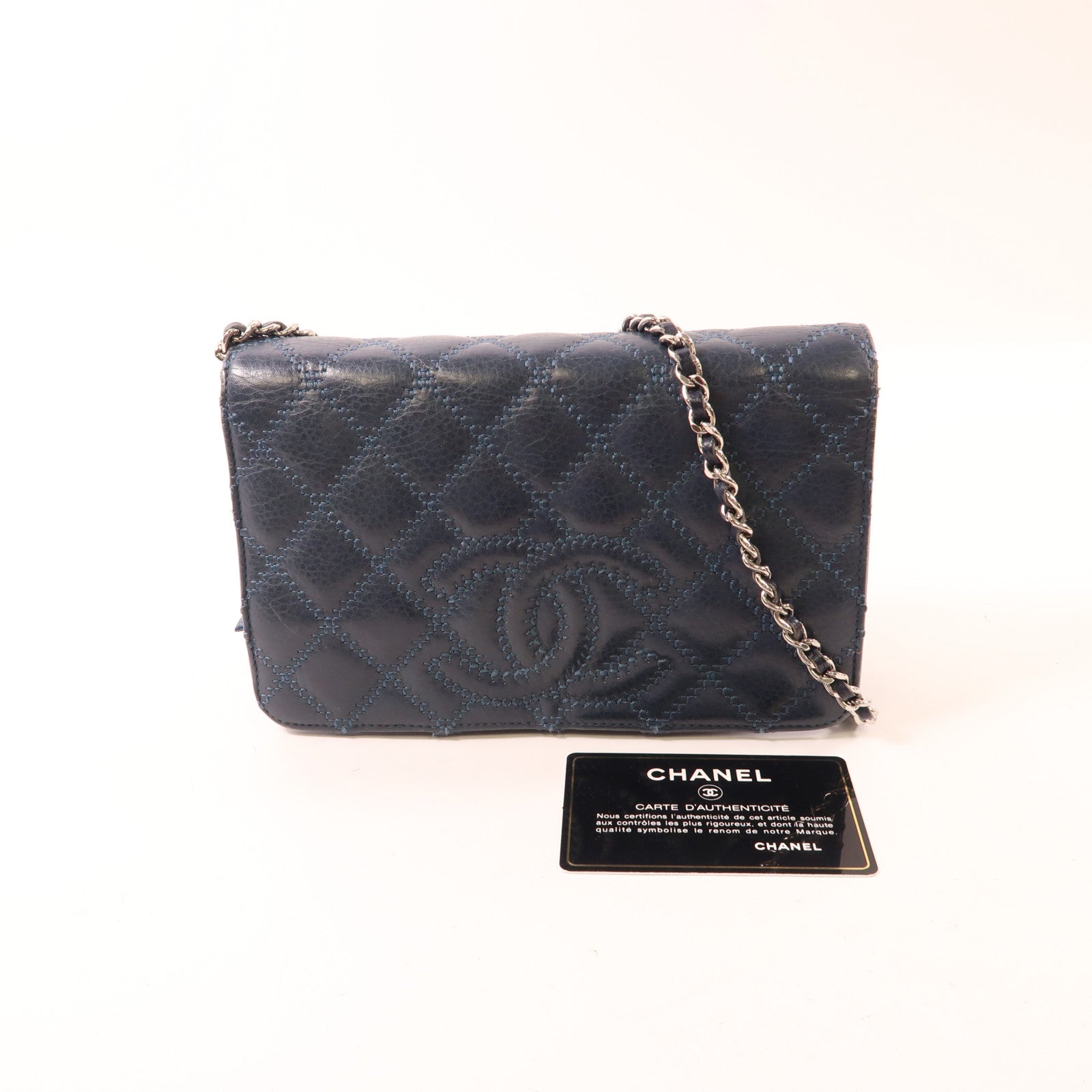 CHANEL 牛皮皮革WOC Wallet On Chain銀扣鏈帶肩背袋