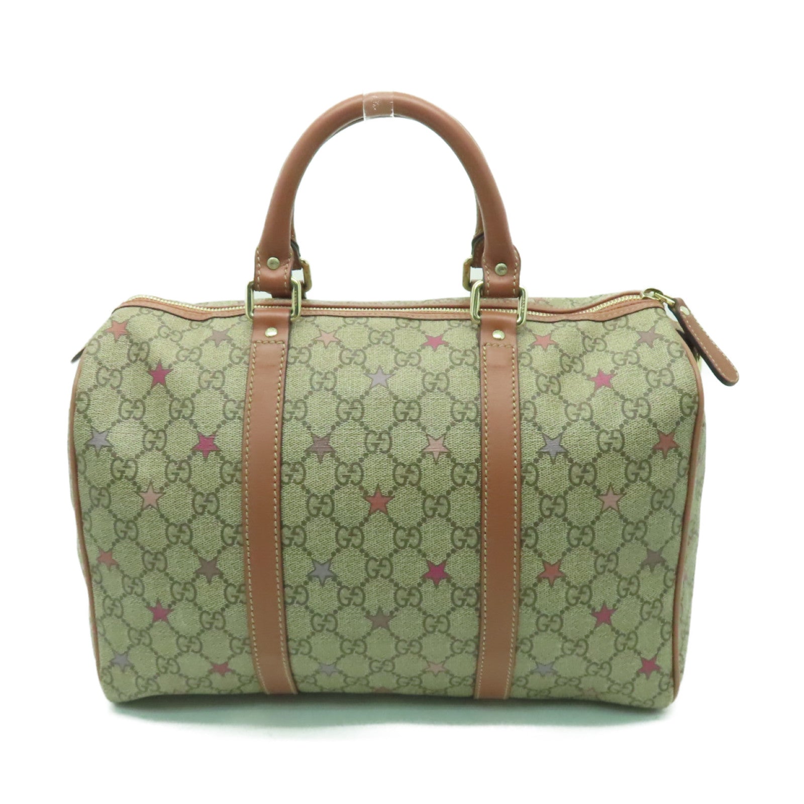 GUCCI 【清倉大減價】塗層帆布Handbag金扣手挽袋棕色/粉紅色