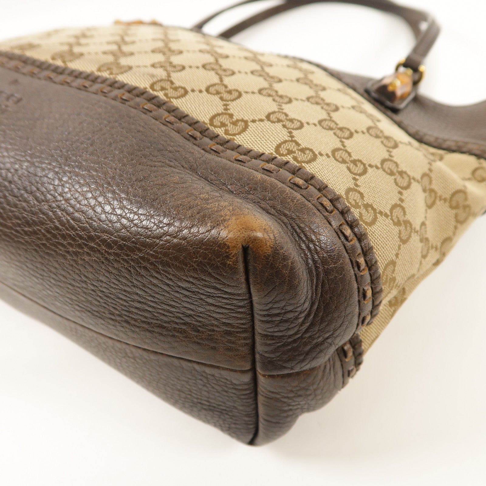 GUCCI GG GHW Banboo Tote Bag Canvas Leather 353125 Brown