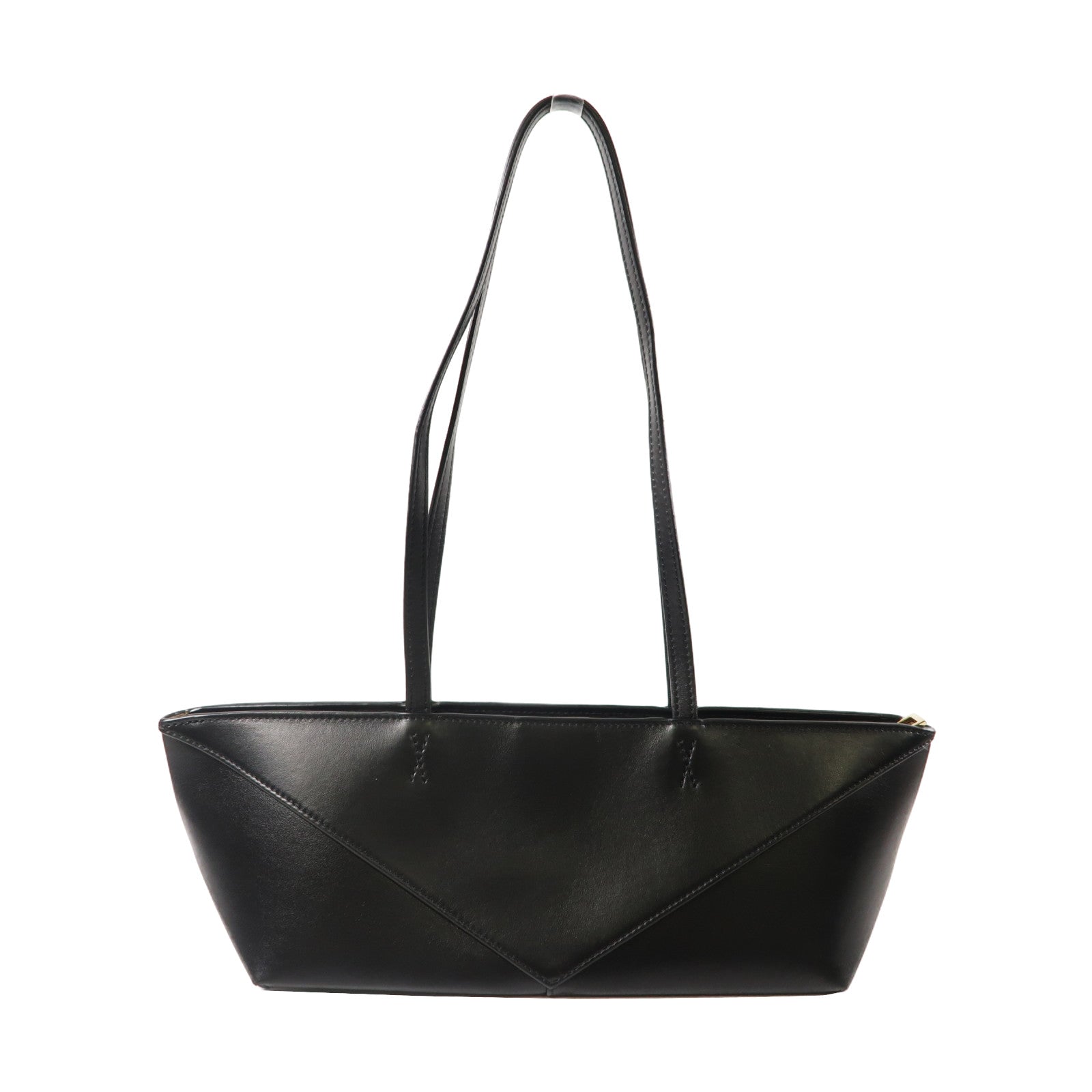 LOEWE 牛皮皮革Cropped Puzzle Fold Bag金扣肩背袋黑色