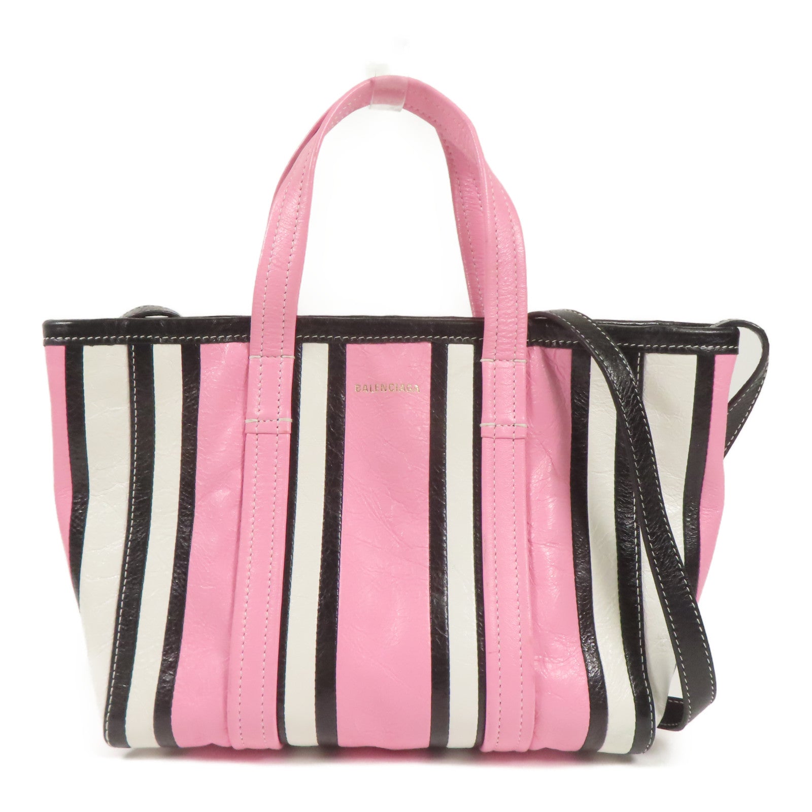 BALENCIAGA Barbes Bag 2way Shoulder Bag Calfskin Leather Pink/White