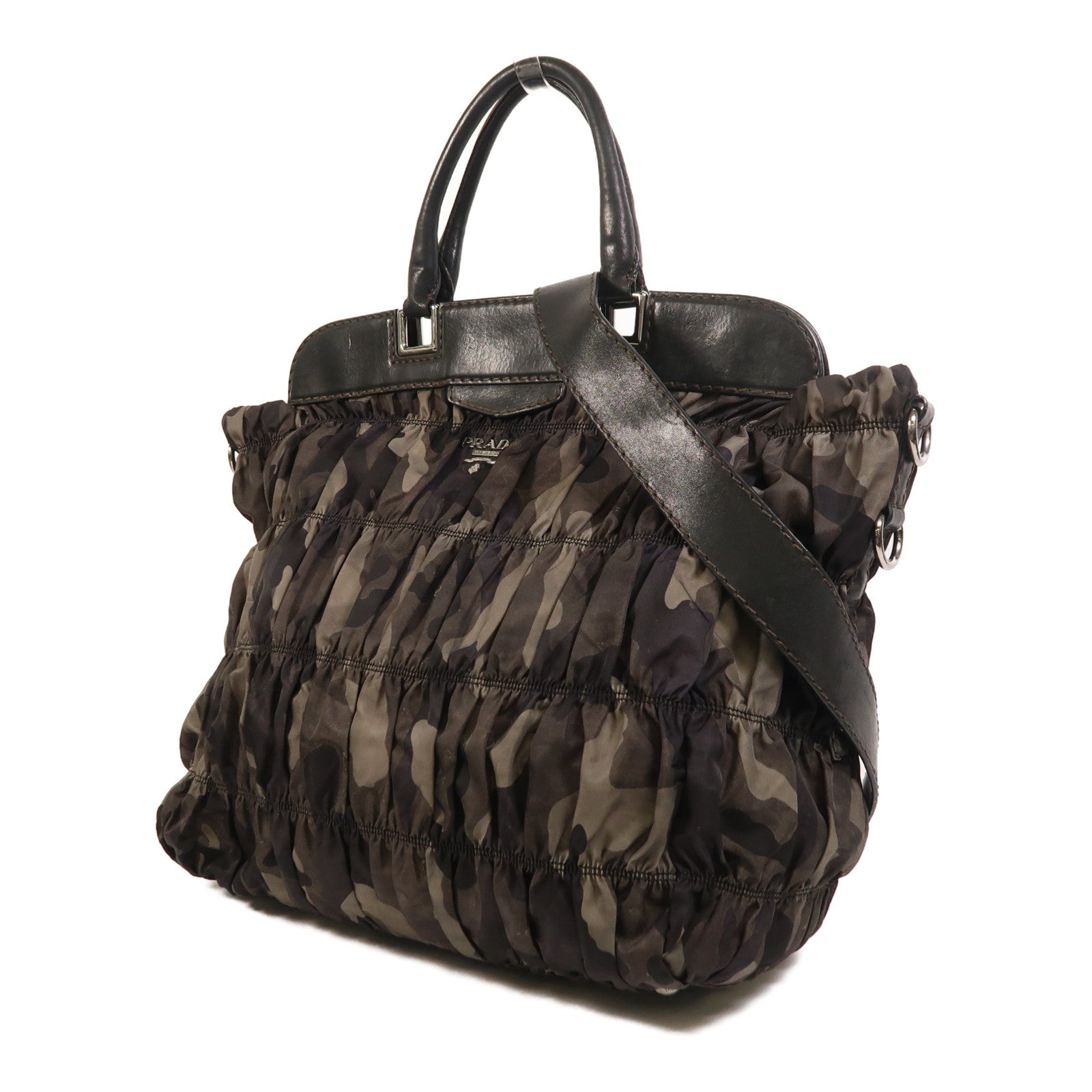 PRADA 尼龍2 Way Shoulder銀扣手挽肩背兩用袋