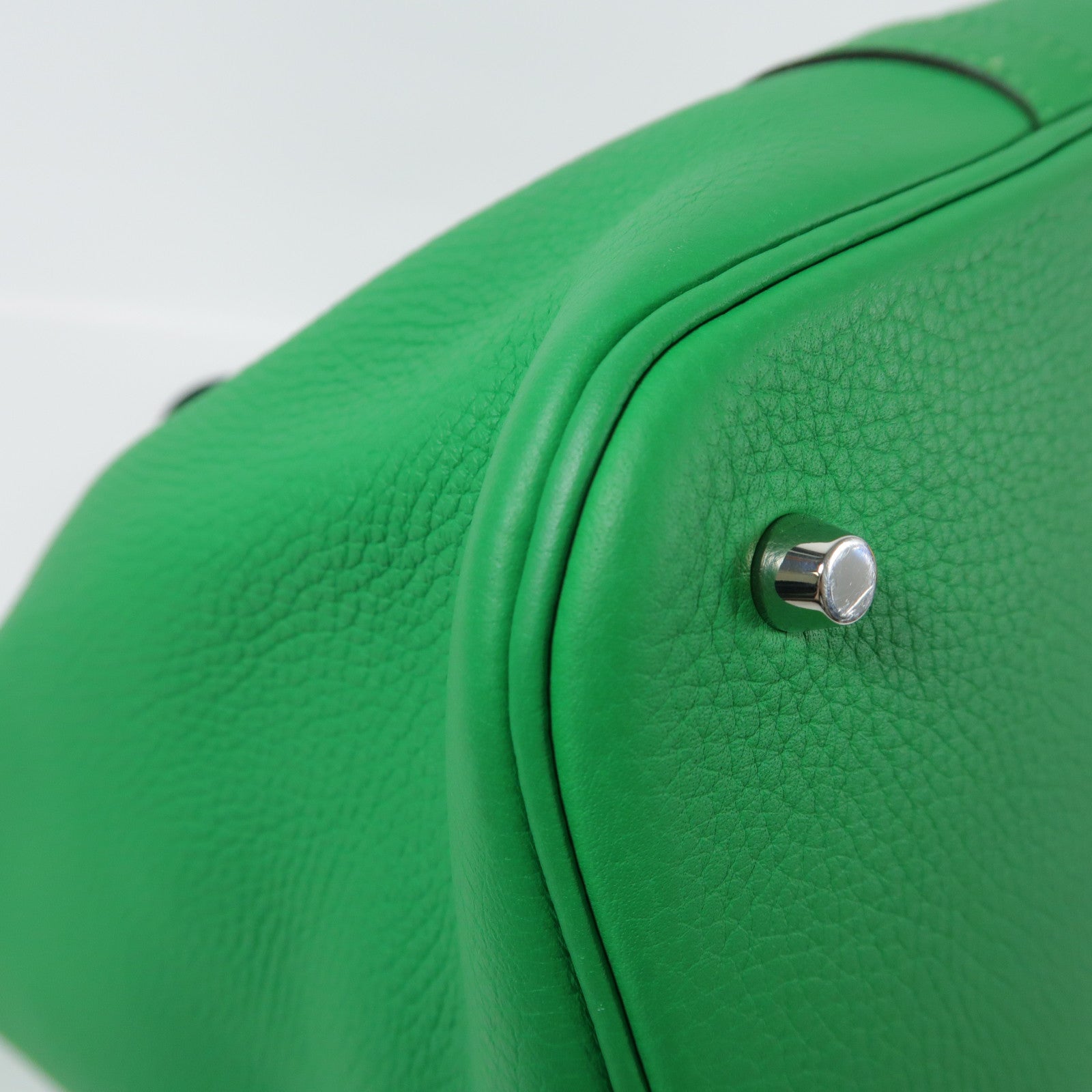 HERMES Clemence皮革Picotin GM銀扣手挽袋Bamboo