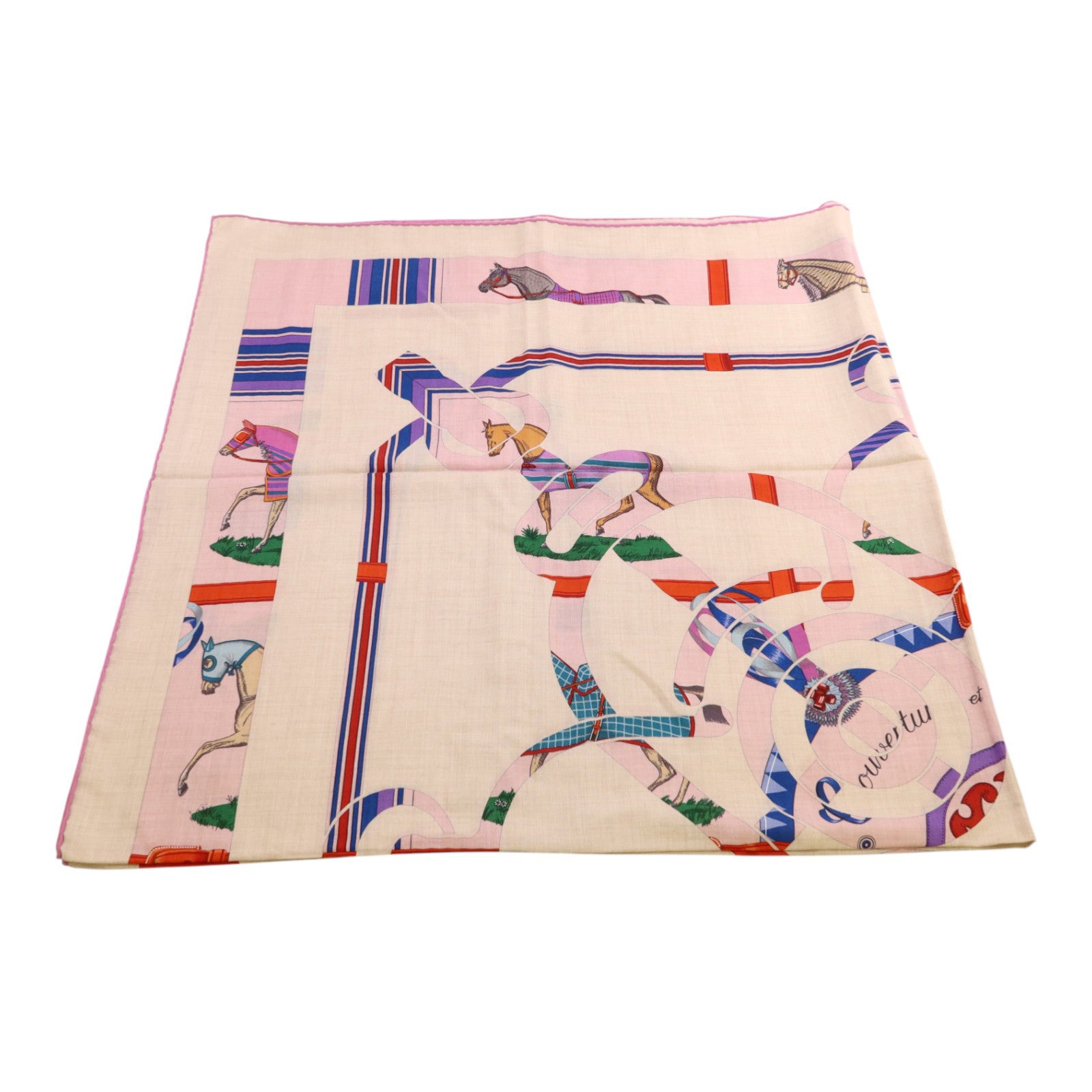 HERMES 羊絨/絲質Mors A Jouets Bandana Shawl 140絲巾