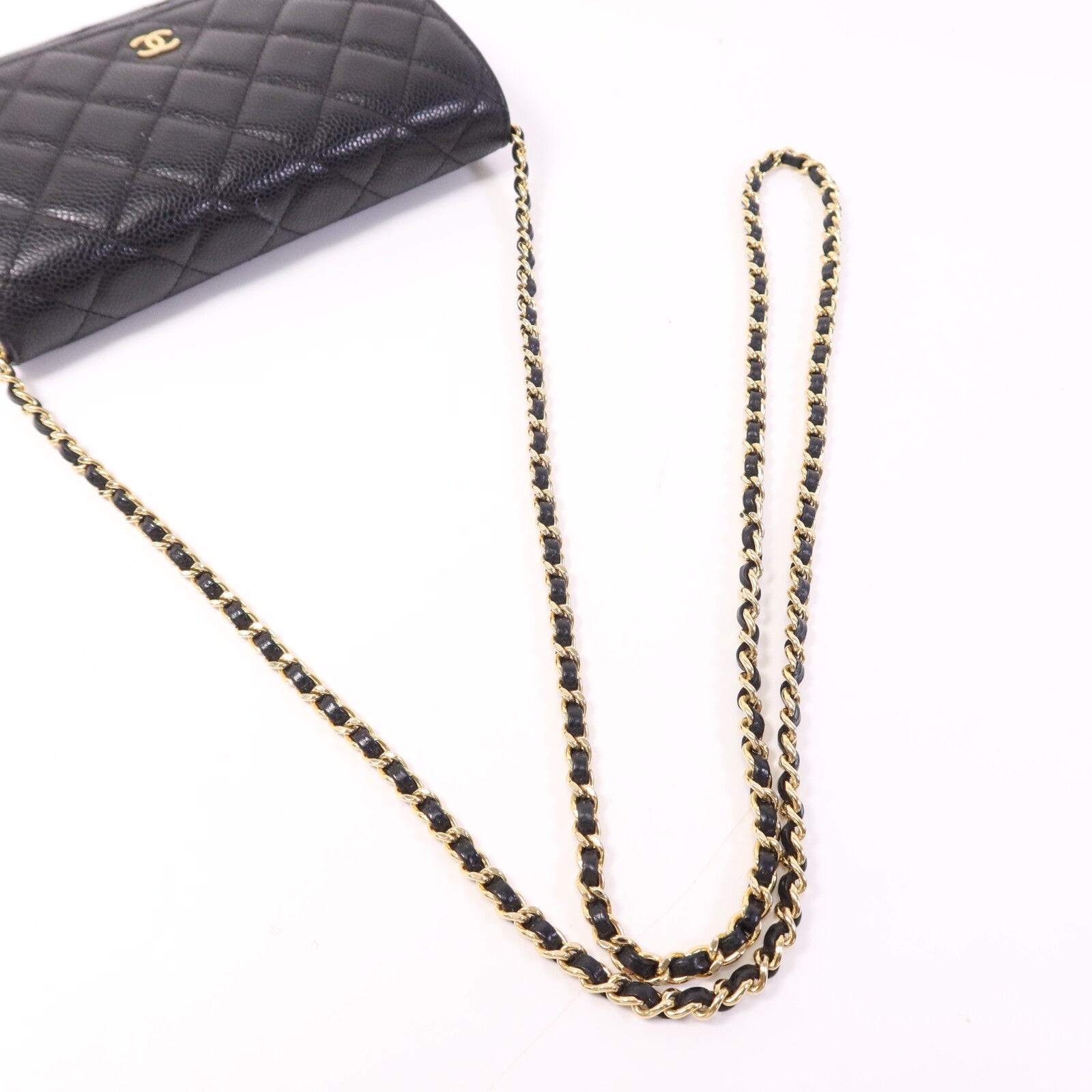 CHANEL 牛皮皮革WOC Wallet On Chain金扣鏈帶肩背袋