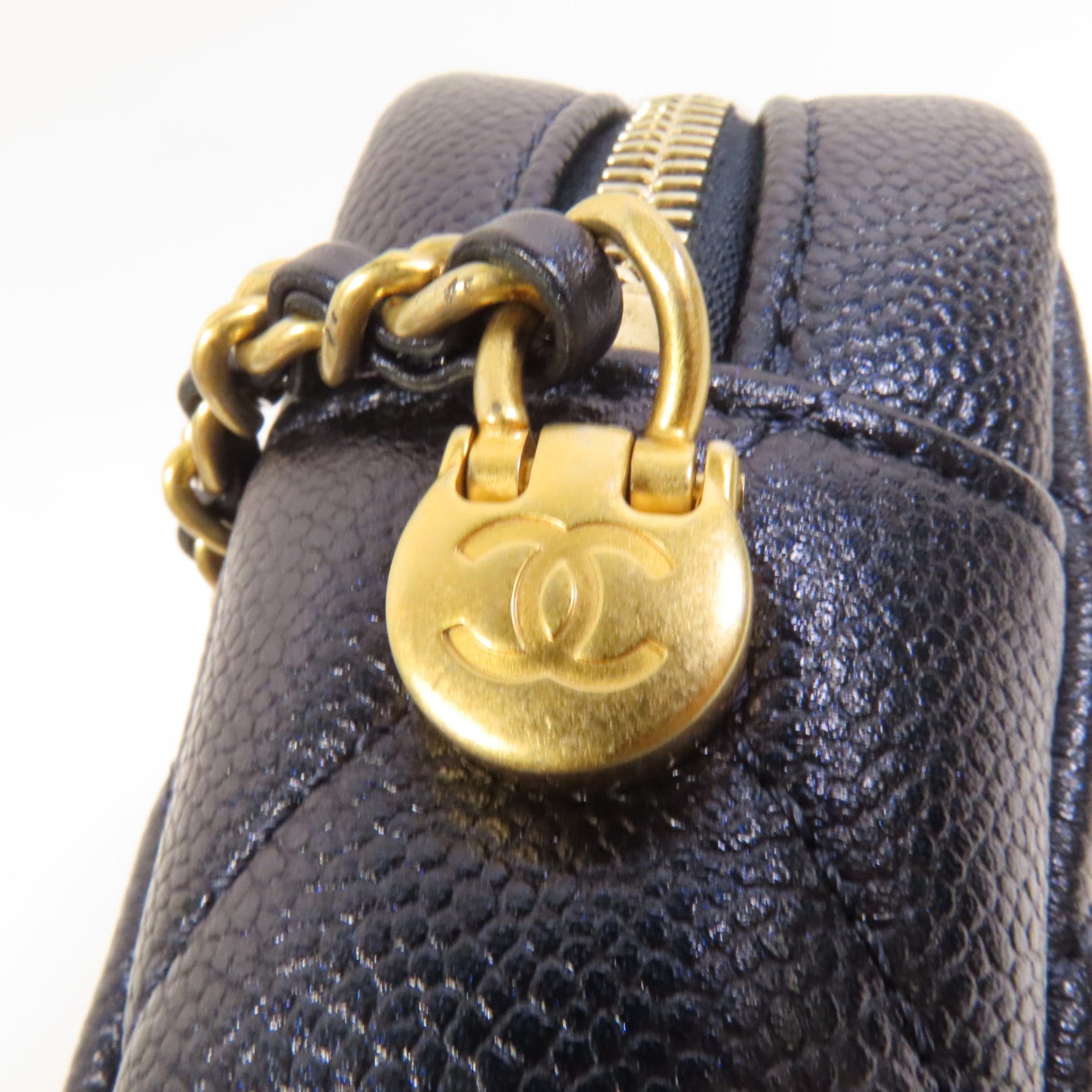 CHANEL 牛皮皮革Camera Bag金扣鏈帶肩背袋