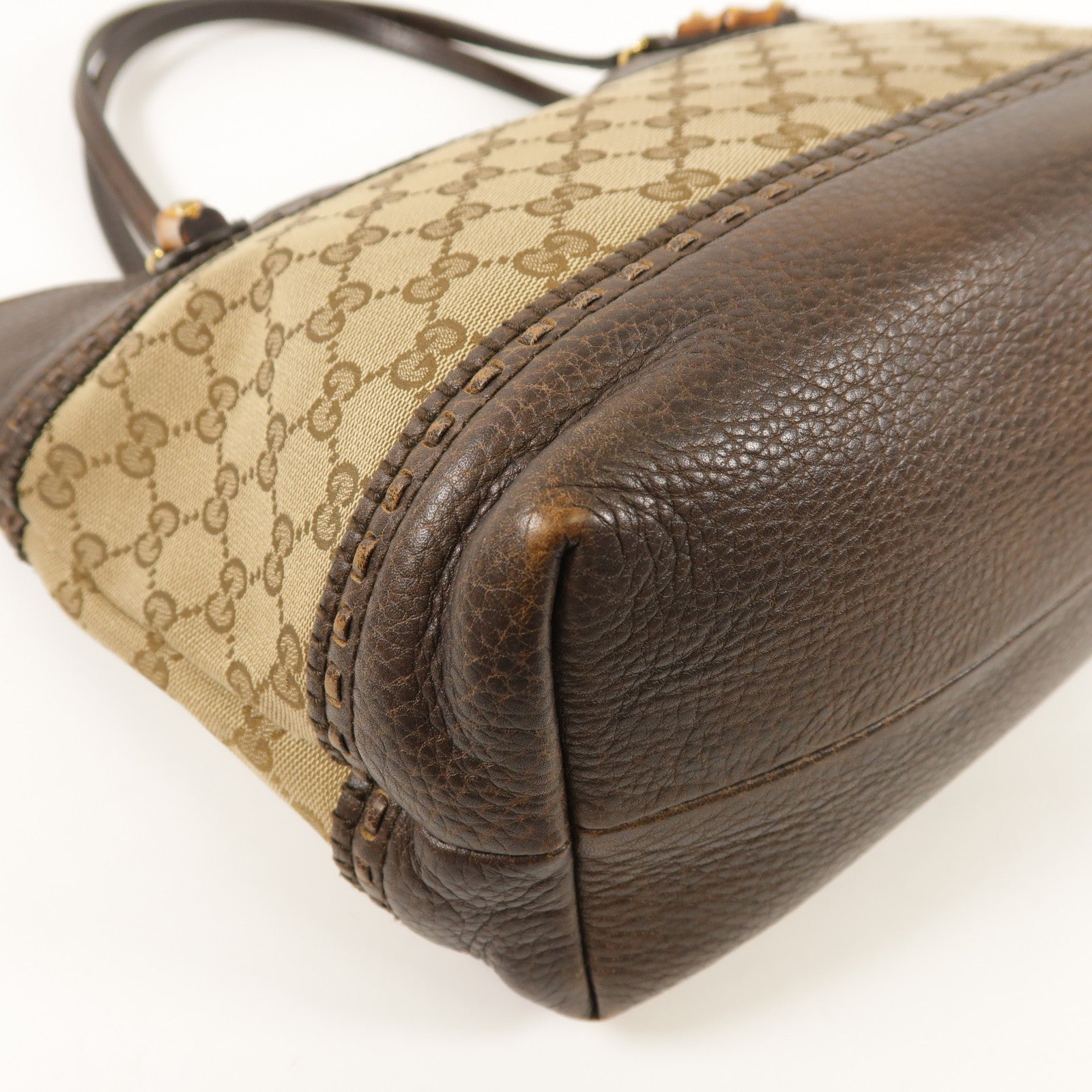 GUCCI GG GHW Banboo Tote Bag Canvas Leather 353125 Brown