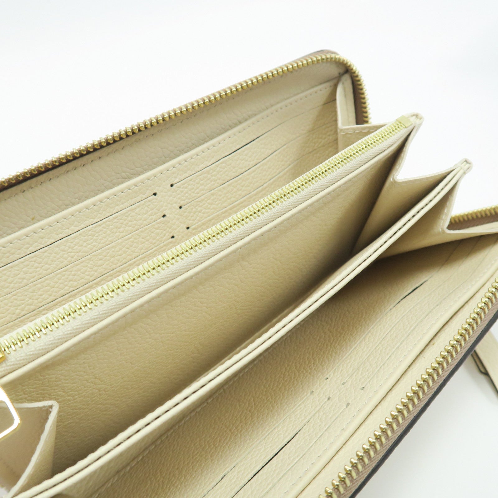 LOUIS VUITTON Monogram Empreinte Long Wallet金扣長錢包白色/啡色