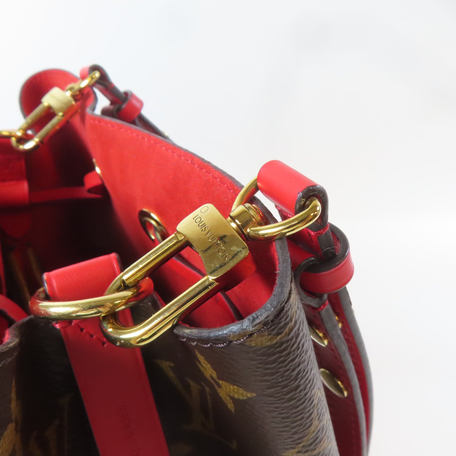 LOUIS VUITTON Monogram Neo Noe MM金扣肩背袋紅色/啡色