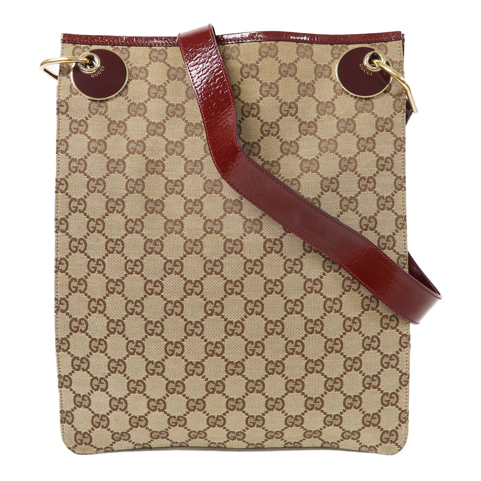 GUCCI 帆布Shoulder Bag金扣肩背袋啡色