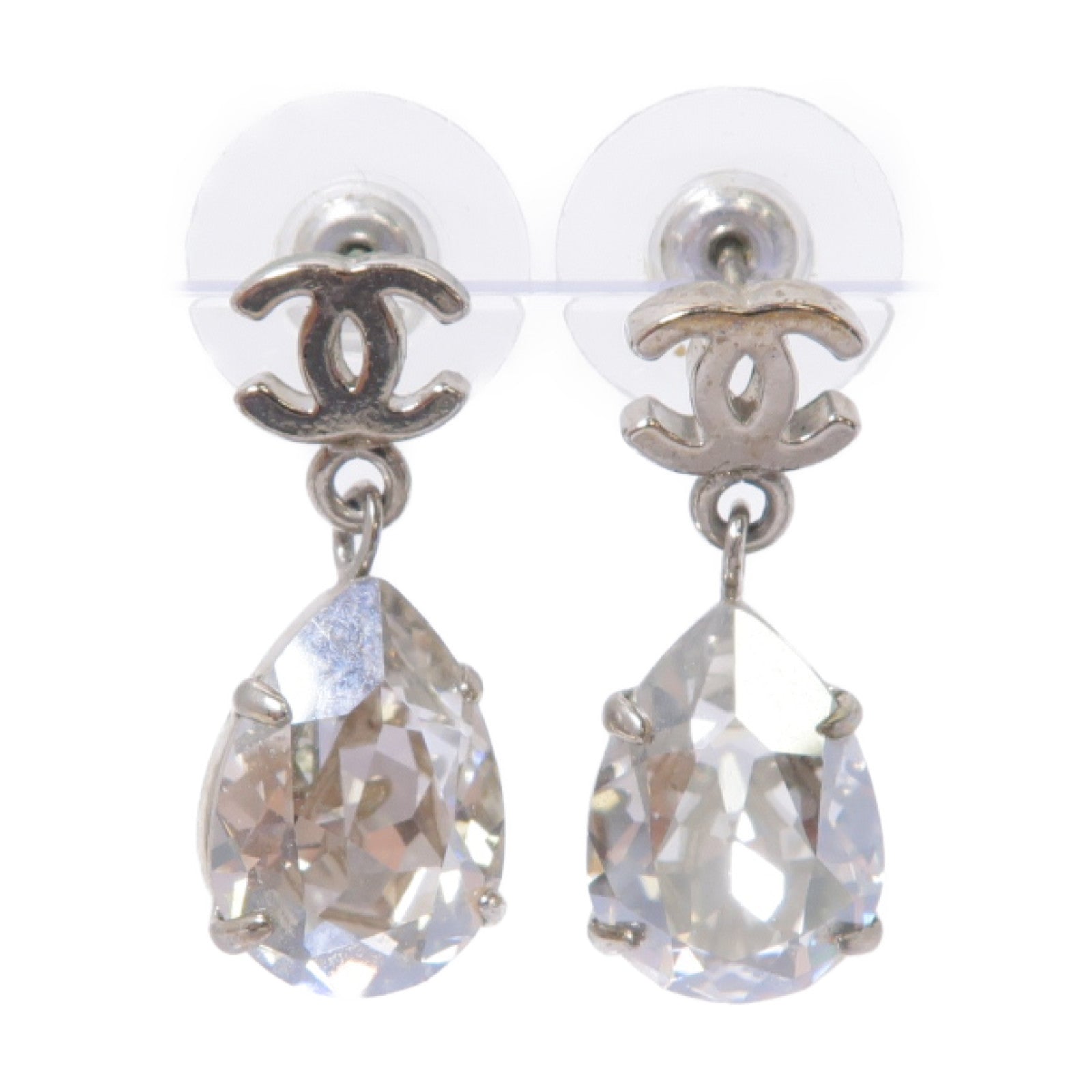 CHANEL 【激減優惠】金屬/水晶Earrings耳環銀色/透明