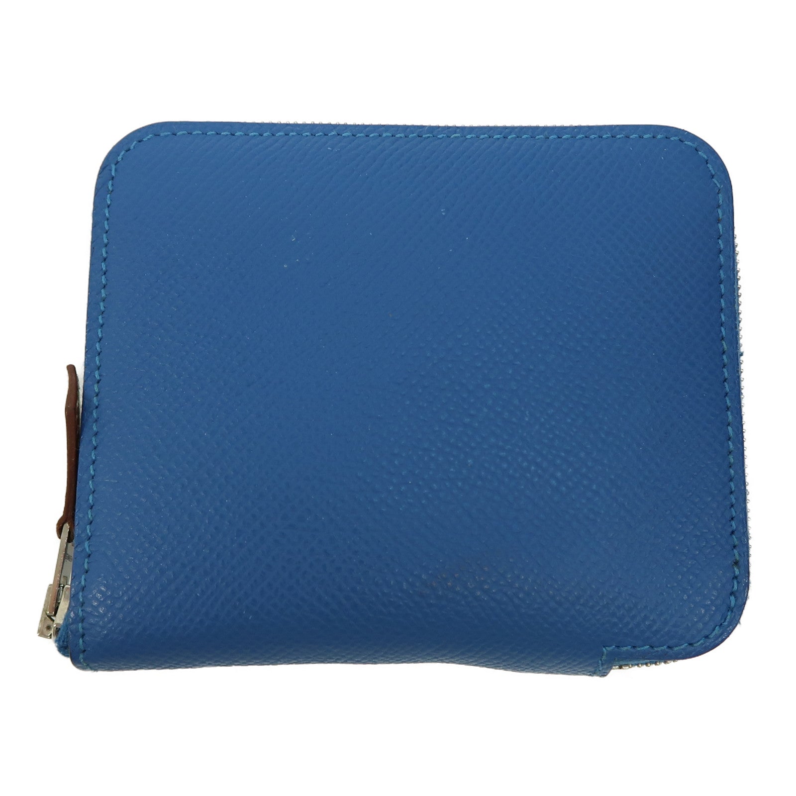 HERMES Epsom皮革Silk'In Compact Wallet銀扣錢包Cobalt/藍色