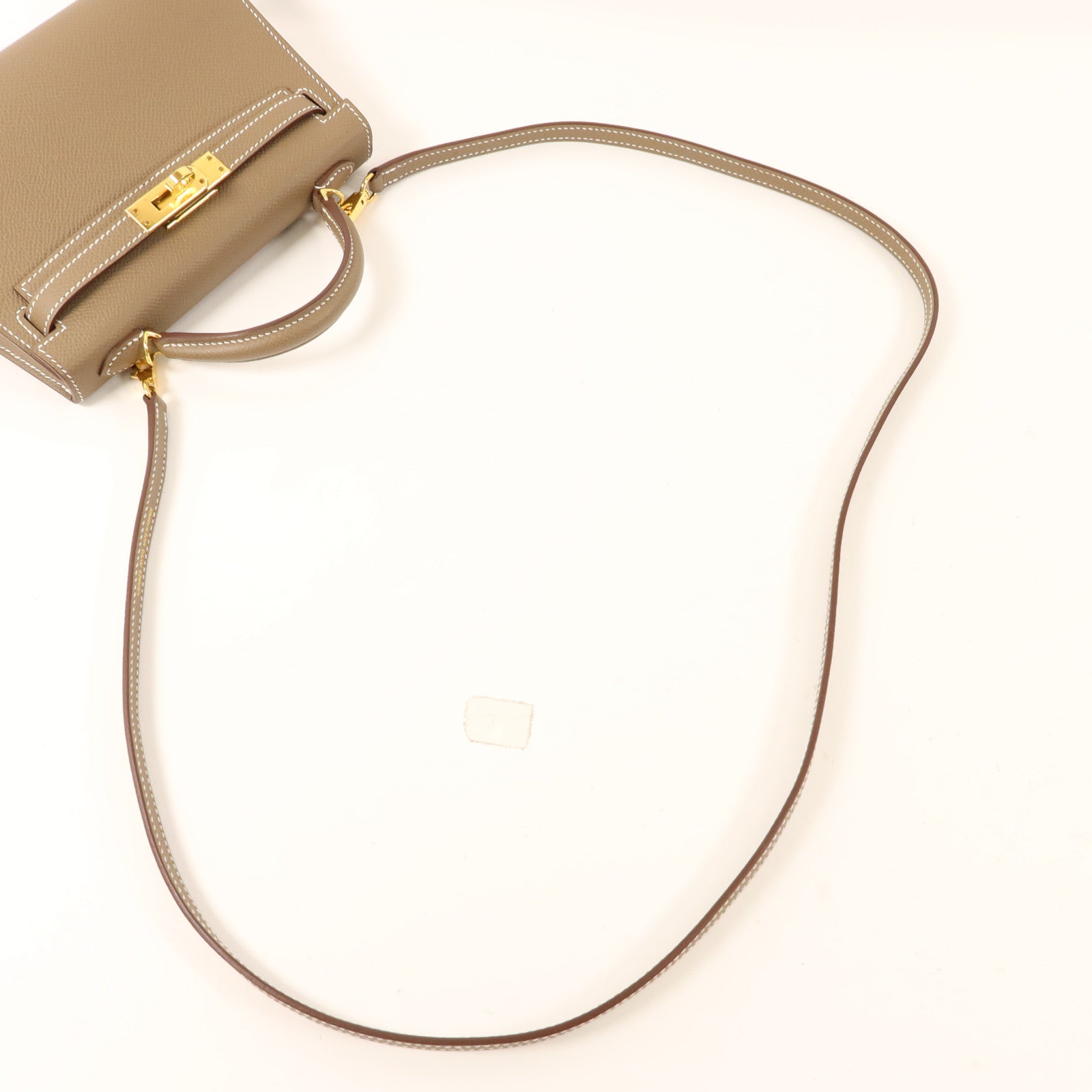 HERMES Epsom皮革Mini Kelly II金扣手挽肩背兩用袋Etoupe