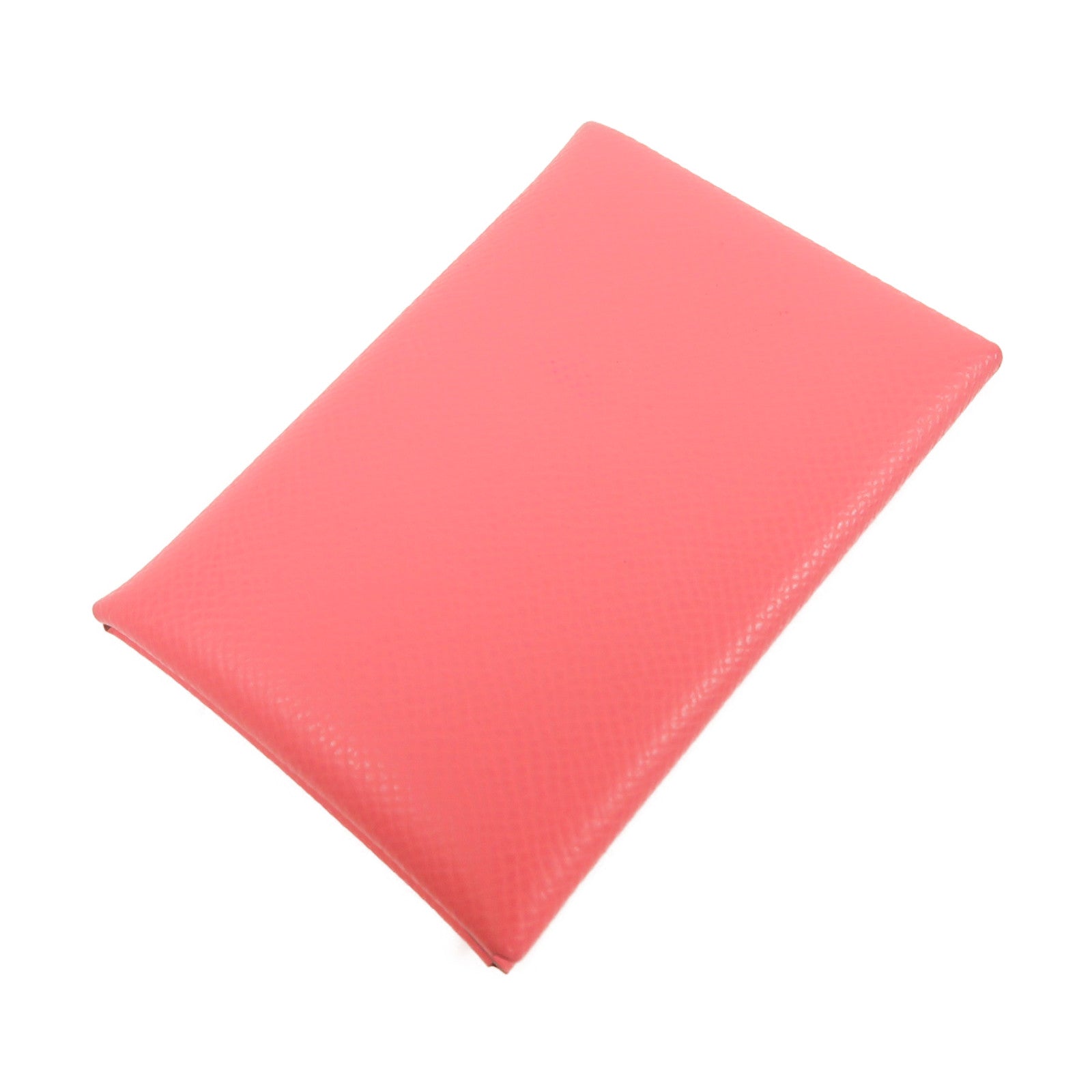 HERMES Epsom皮革Calvi Duo銀扣卡片套Rose Azalee