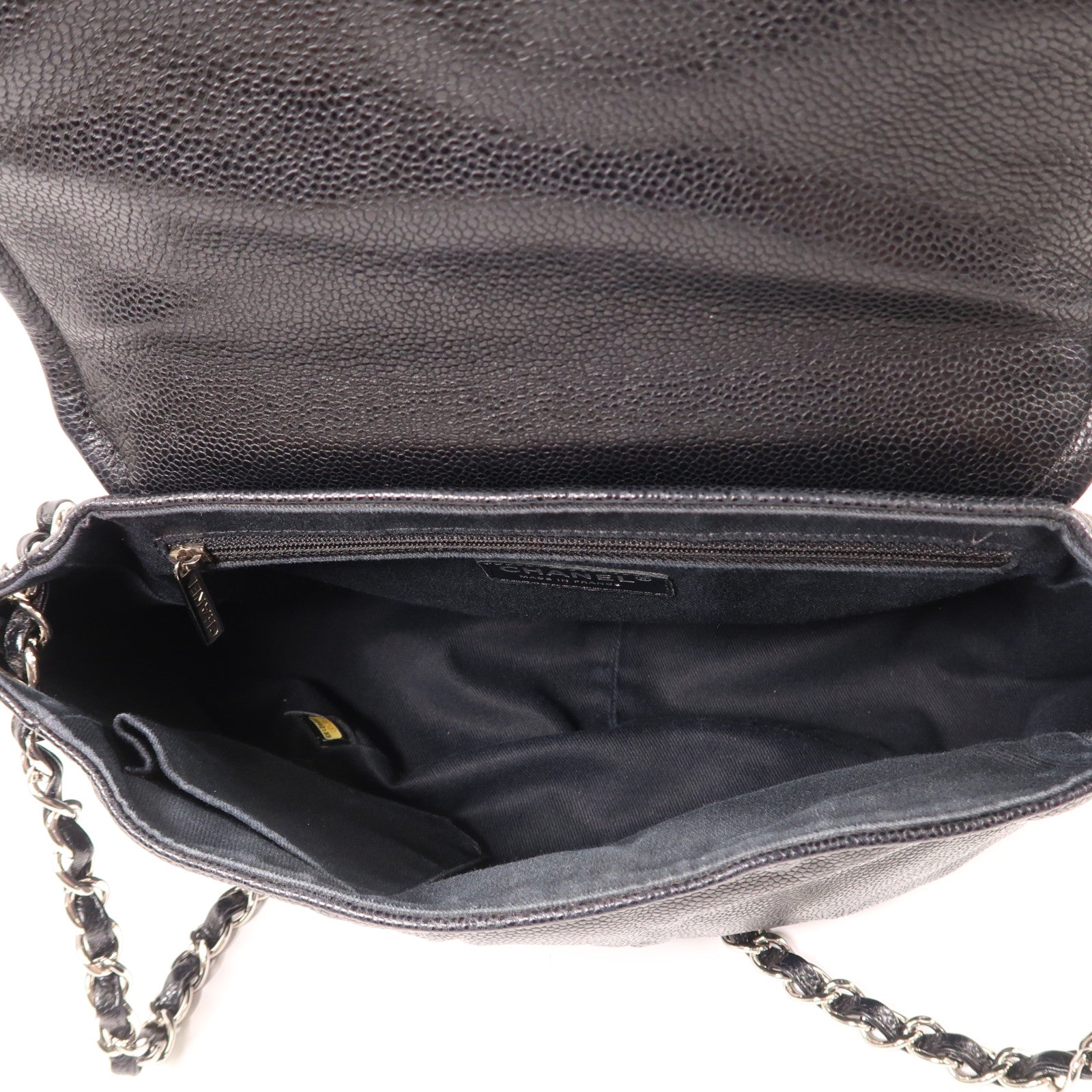 CHANEL 牛皮皮革Shoulder Bag銀扣鏈帶肩背袋