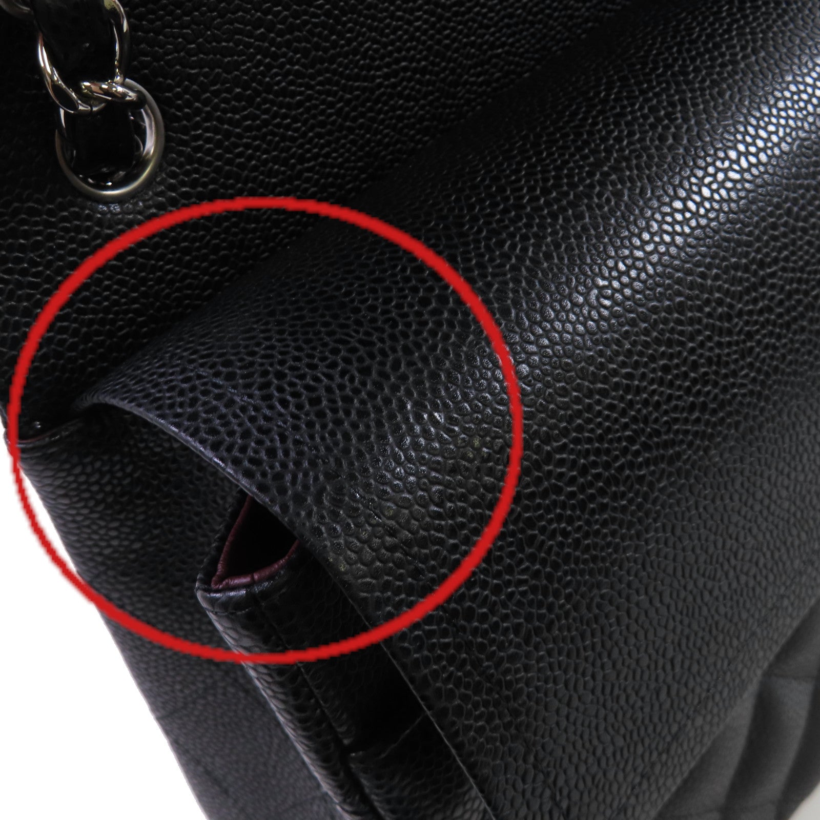 CHANEL 【激減優惠】菱格Caviar皮革Classic Jumbo Chain Shoulder Bag銀扣鏈帶肩背袋黑色