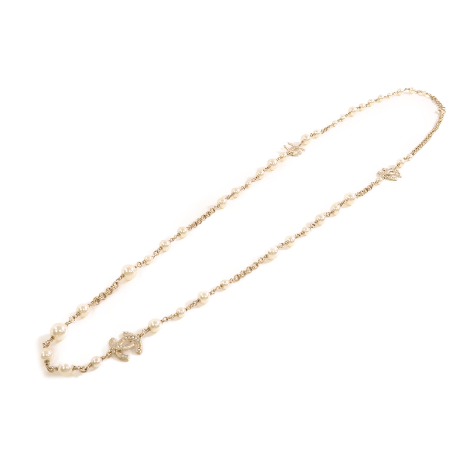 CHANEL 金屬/PVC Pearl Necklace項鍊