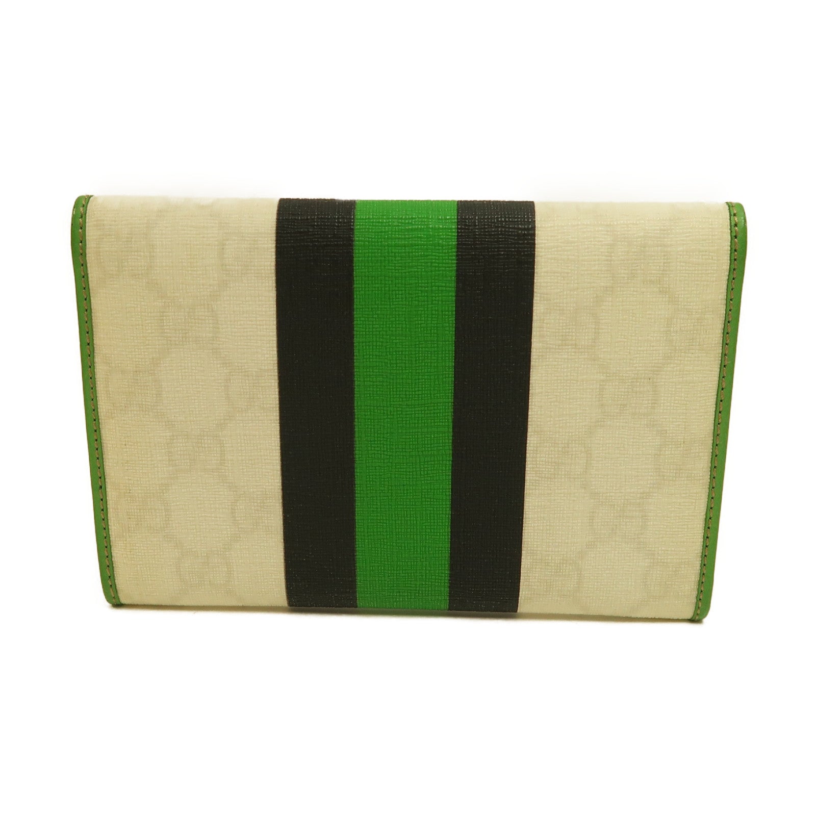 GUCCI 塗層帆布Wallet金扣長錢包白色/綠色