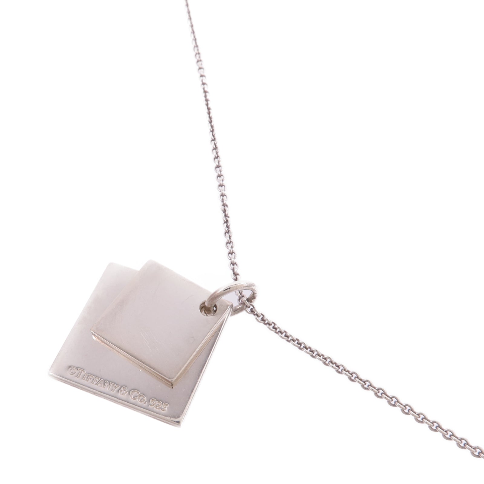TIFFANY＆CO 925純銀Double Square Pendant項鍊
