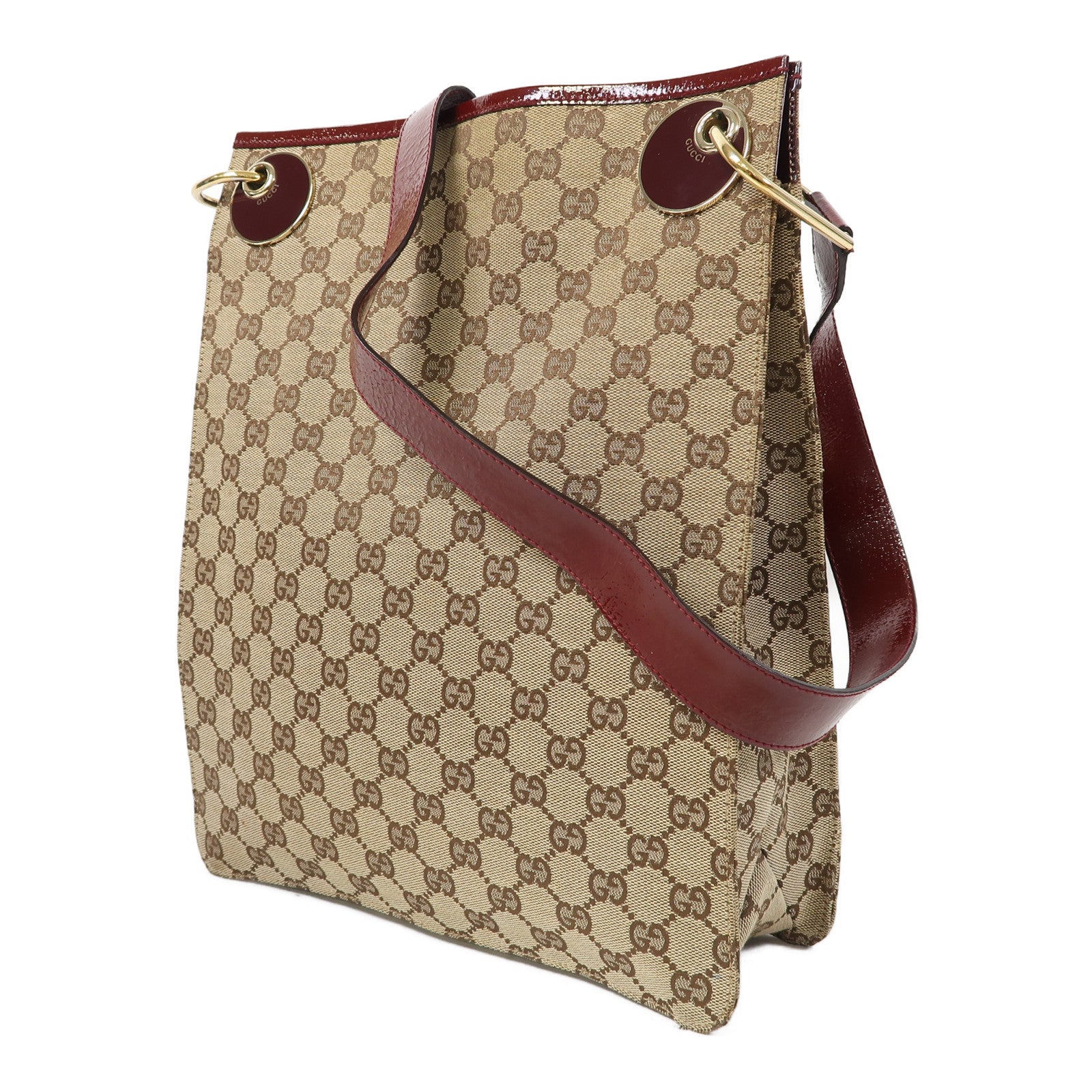GUCCI 帆布Shoulder Bag金扣肩背袋啡色