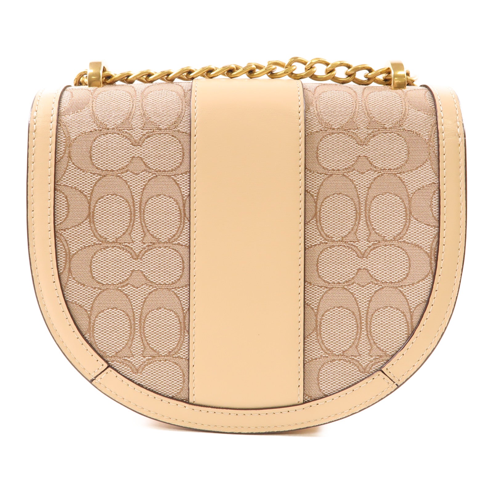 COACH 塗層帆布/皮革Chain Shoulder Bag金扣鏈帶肩背袋