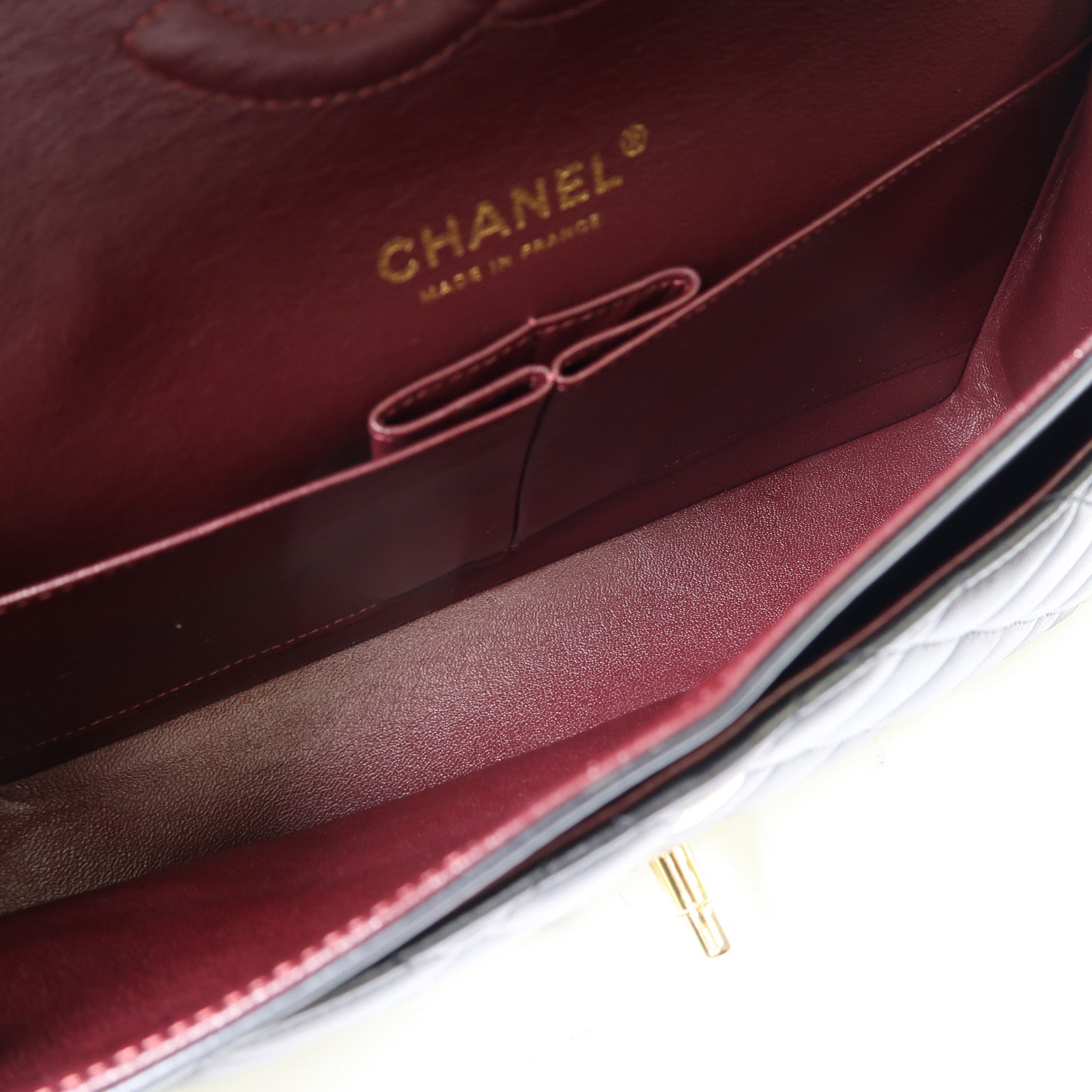 CHANEL 菱格羊皮皮革Classic 25金扣鏈帶肩背袋黑色