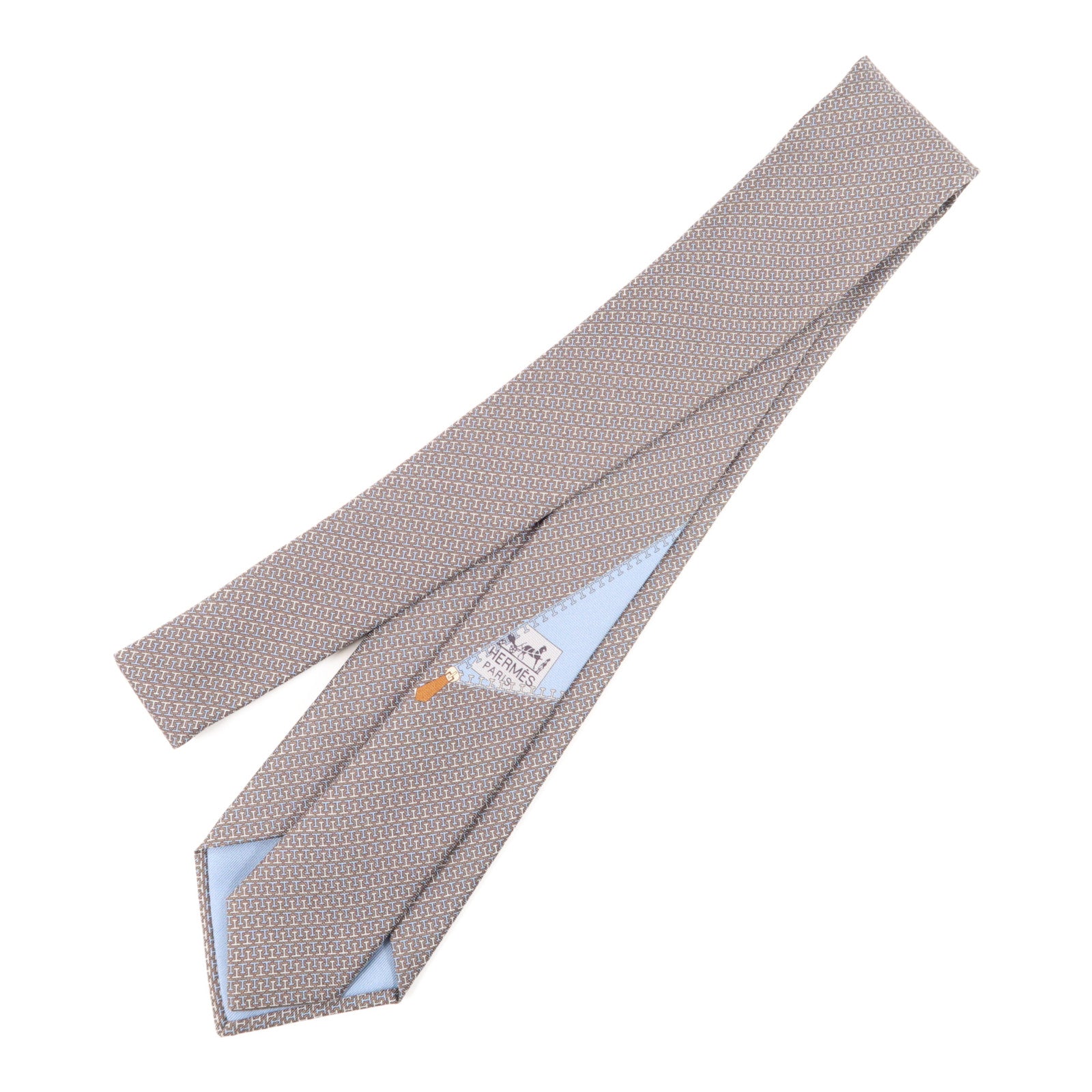 HERMES 絲質Tie領帶灰色