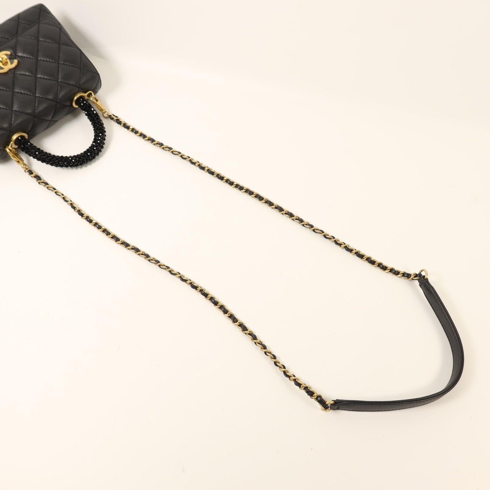 CHANEL 牛皮皮革Coco Handle Mini金扣鏈帶手挽肩背兩用袋