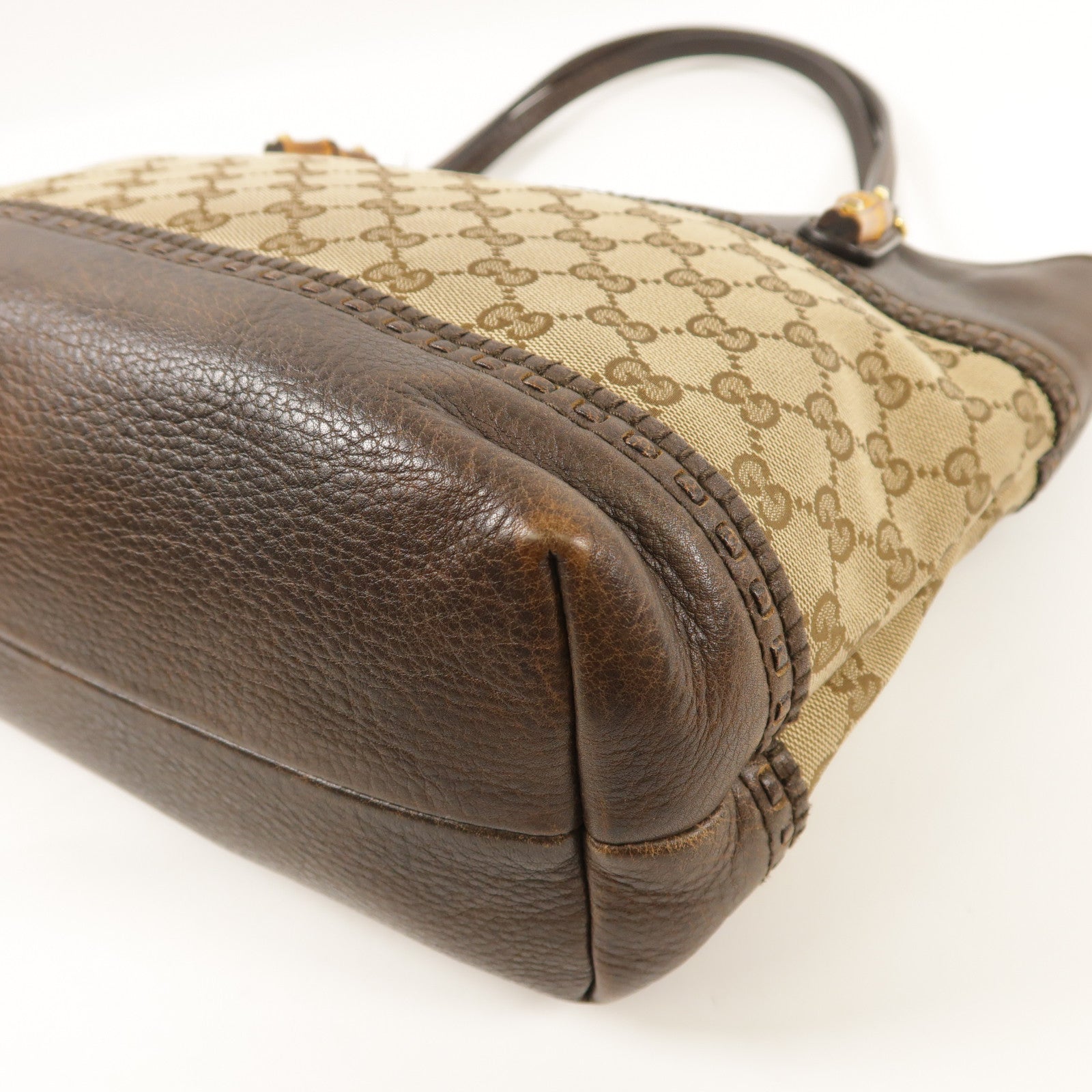 GUCCI GG GHW Banboo Tote Bag Canvas Leather 353125 Brown