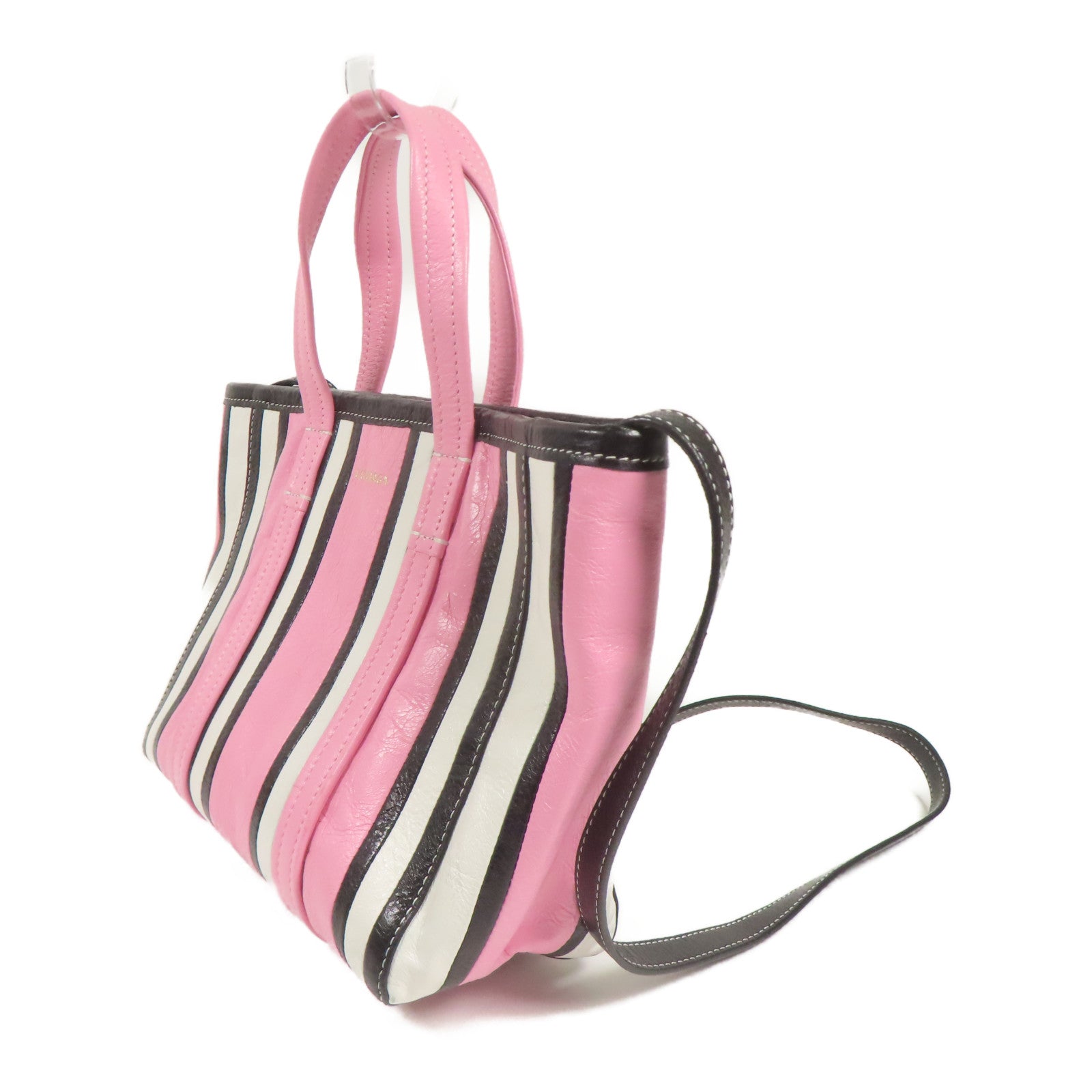 BALENCIAGA Barbes Bag 2way Shoulder Bag Calfskin Leather Pink/White