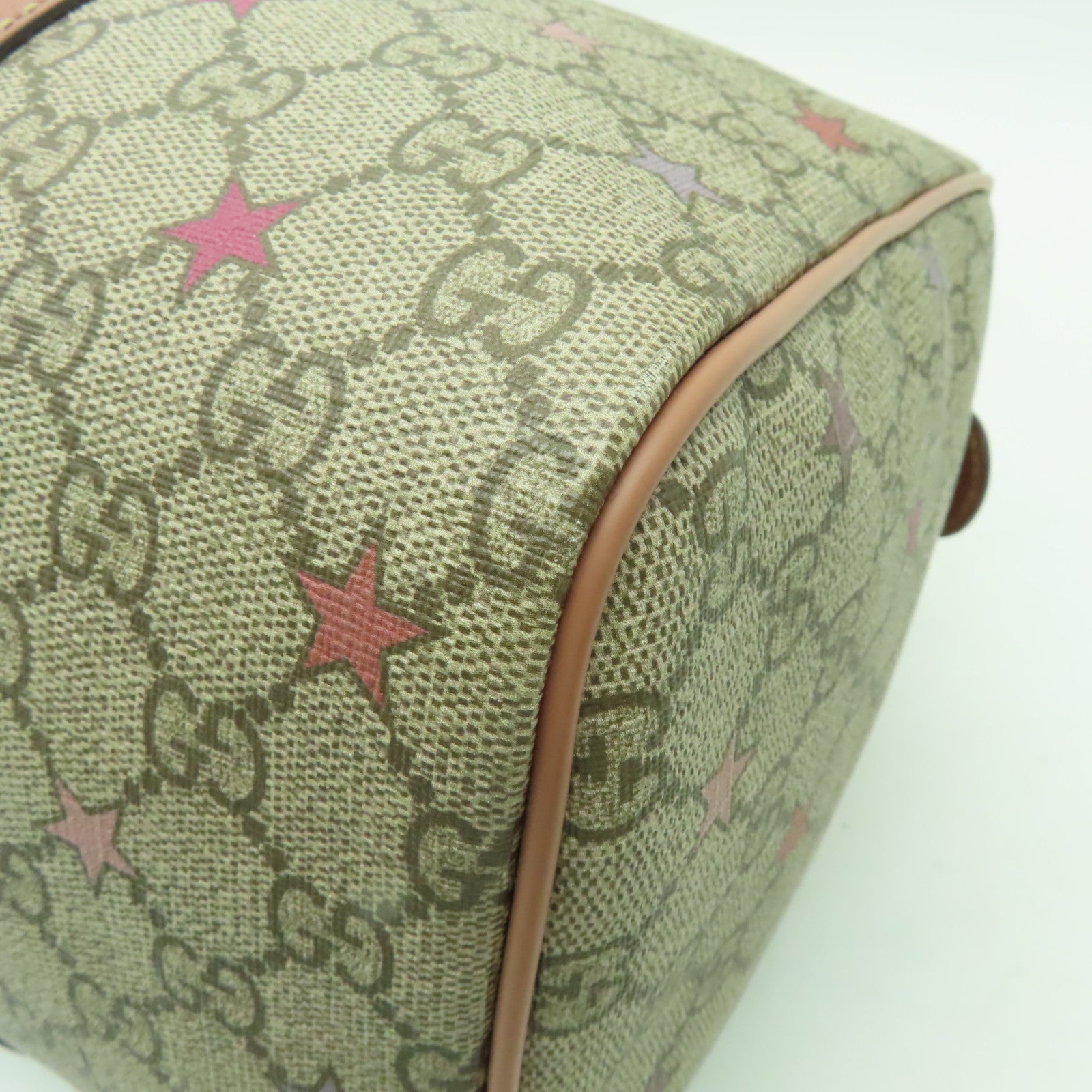 GUCCI 【清倉大減價】塗層帆布Handbag金扣手挽袋棕色/粉紅色