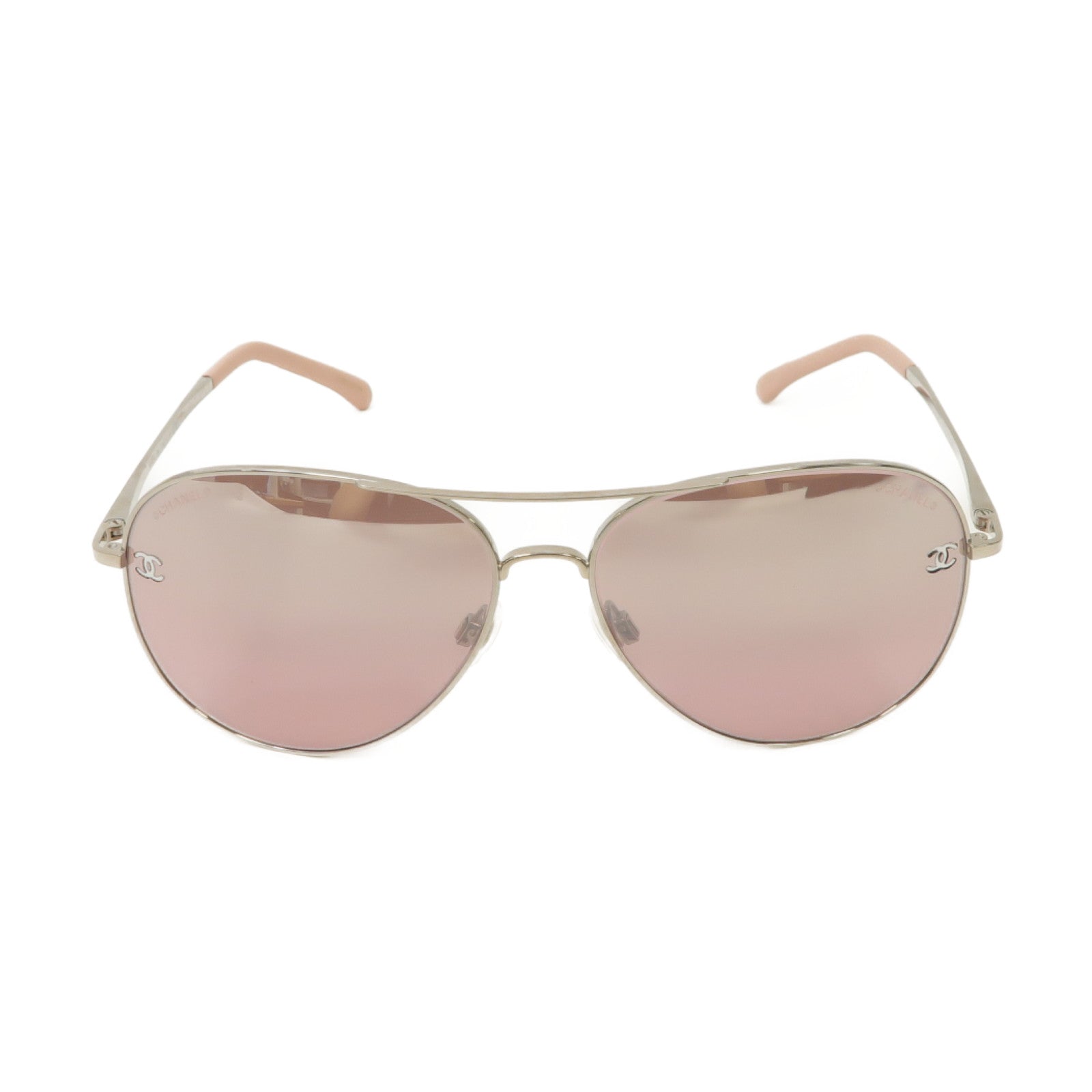CHANEL PVC/金屬Sunglasses太陽眼鏡粉紅色/銀色