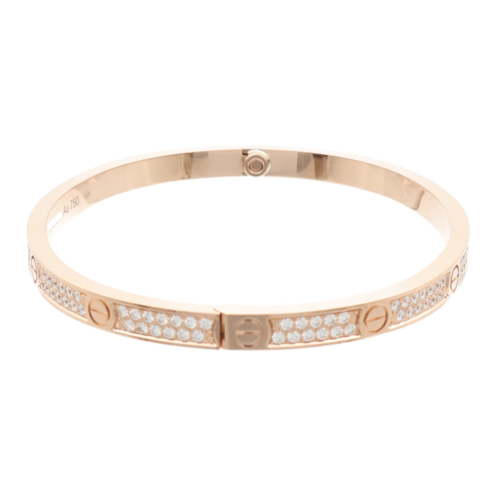 CARTIER 18K玫瑰金Love Bangle SM Paved鑽石手鐲Cartier#16