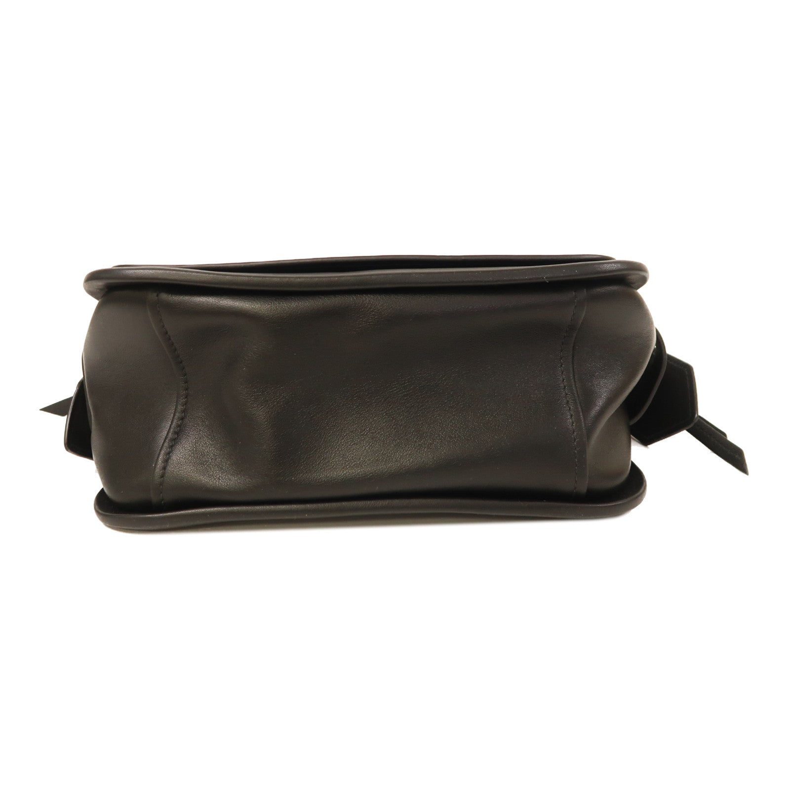PRADA 羊皮皮革Etiquette Bag銀扣肩背袋黑色