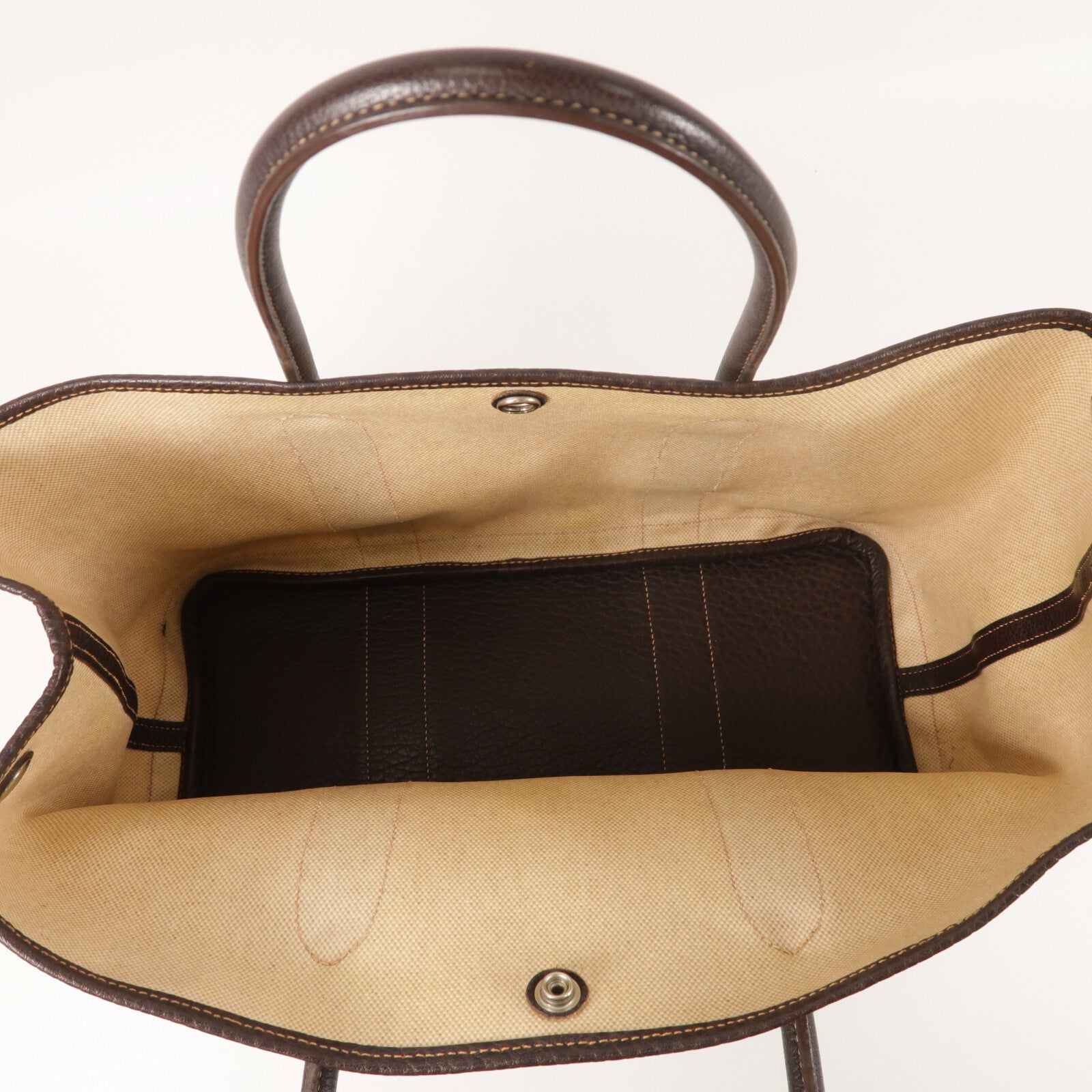 HERMES 帆布GardenParty PM銀扣手挽袋