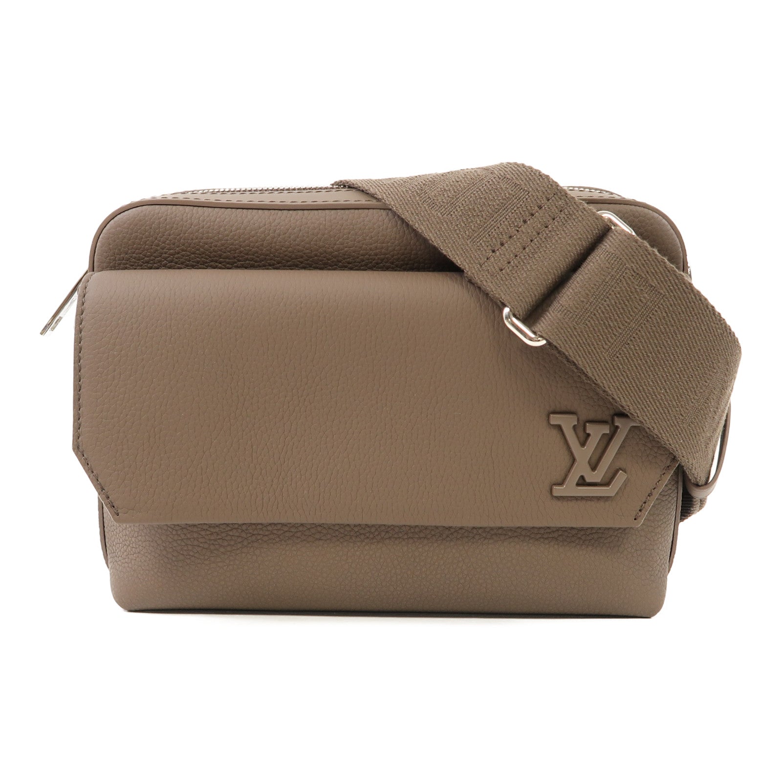 LOUIS VUITTON 牛皮皮革Fastline Messenger銀扣肩背袋啡色