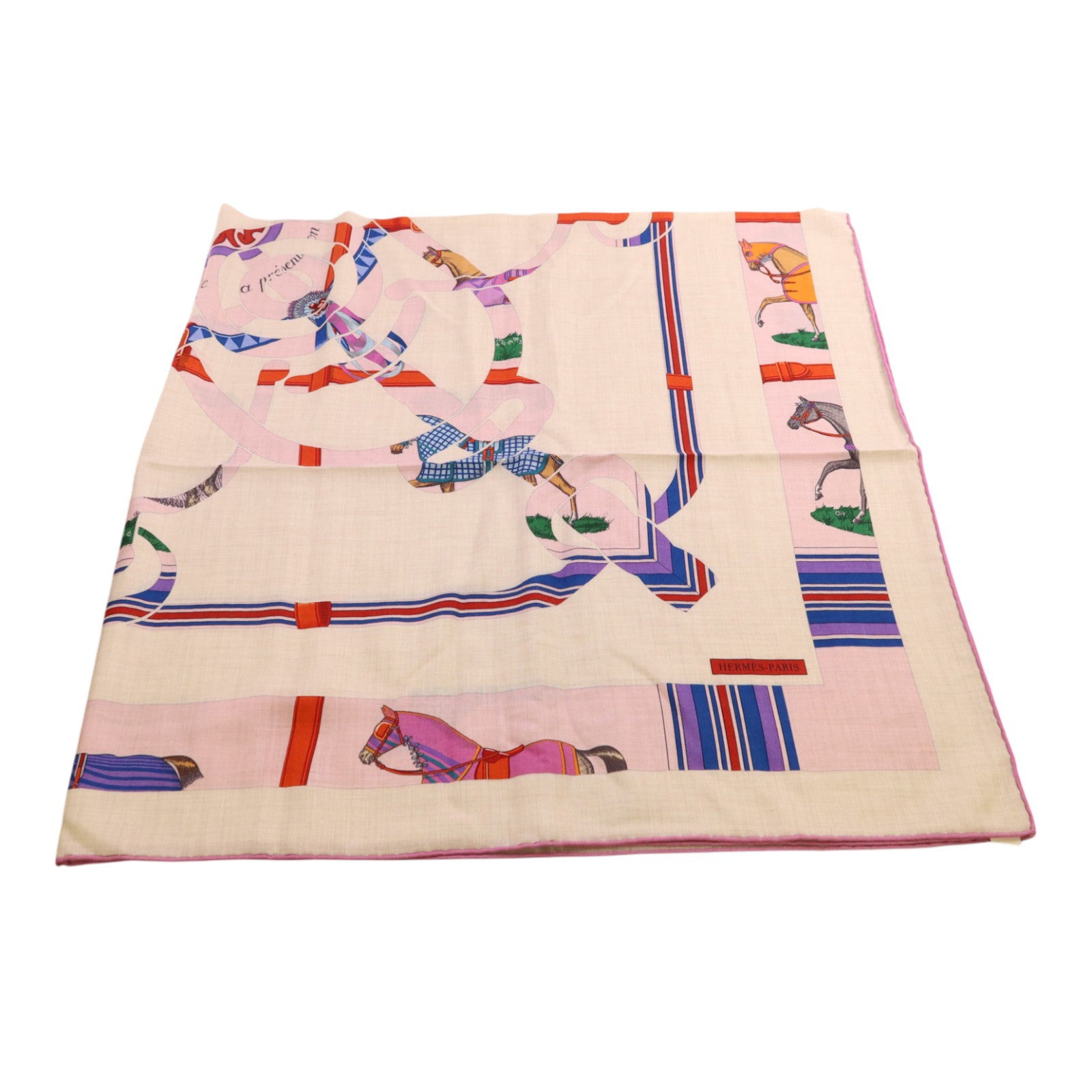 HERMES 羊絨/絲質Mors A Jouets Bandana Shawl 140絲巾