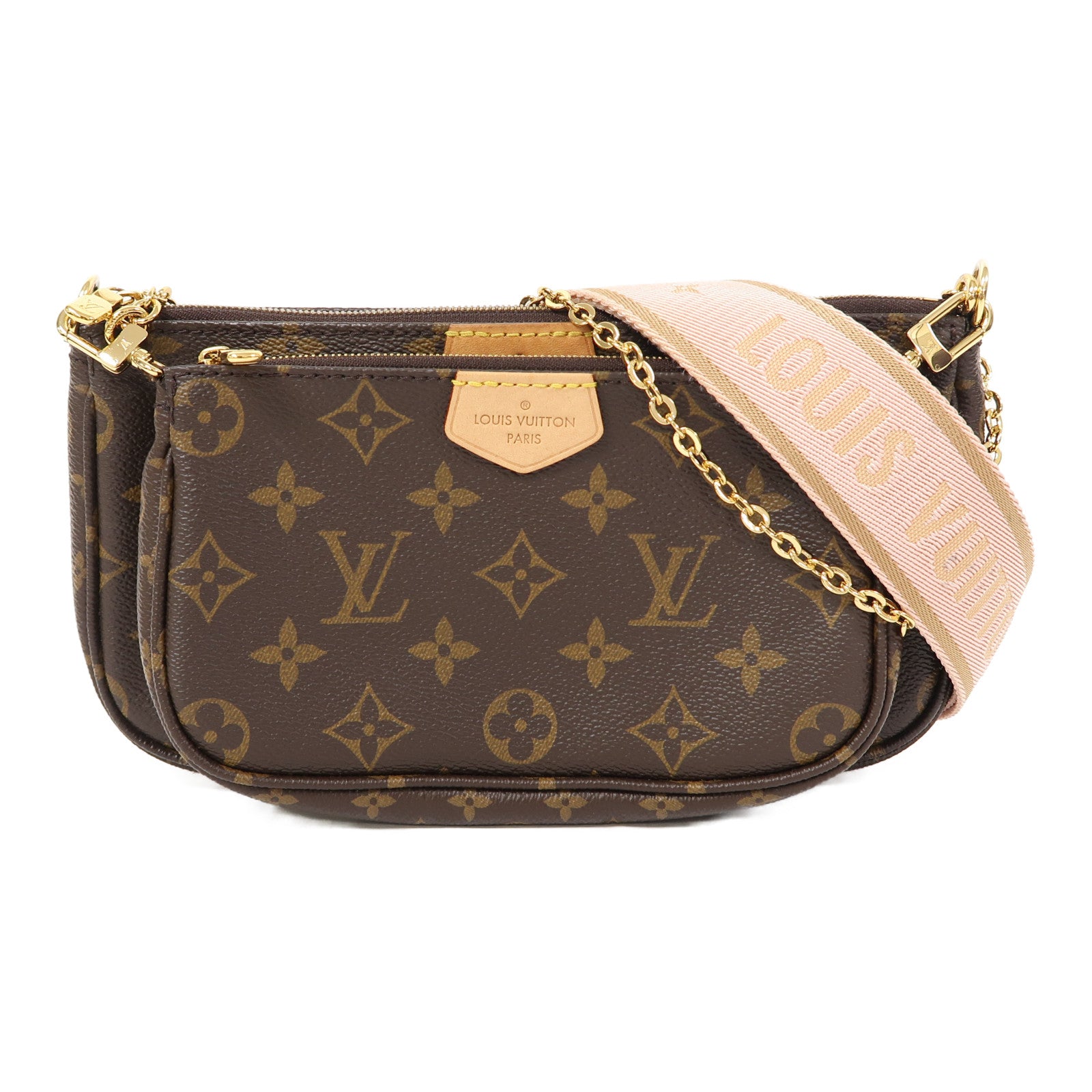 LOUIS VUITTON Monogram Multi Pochette Accessoires金扣肩背袋啡色