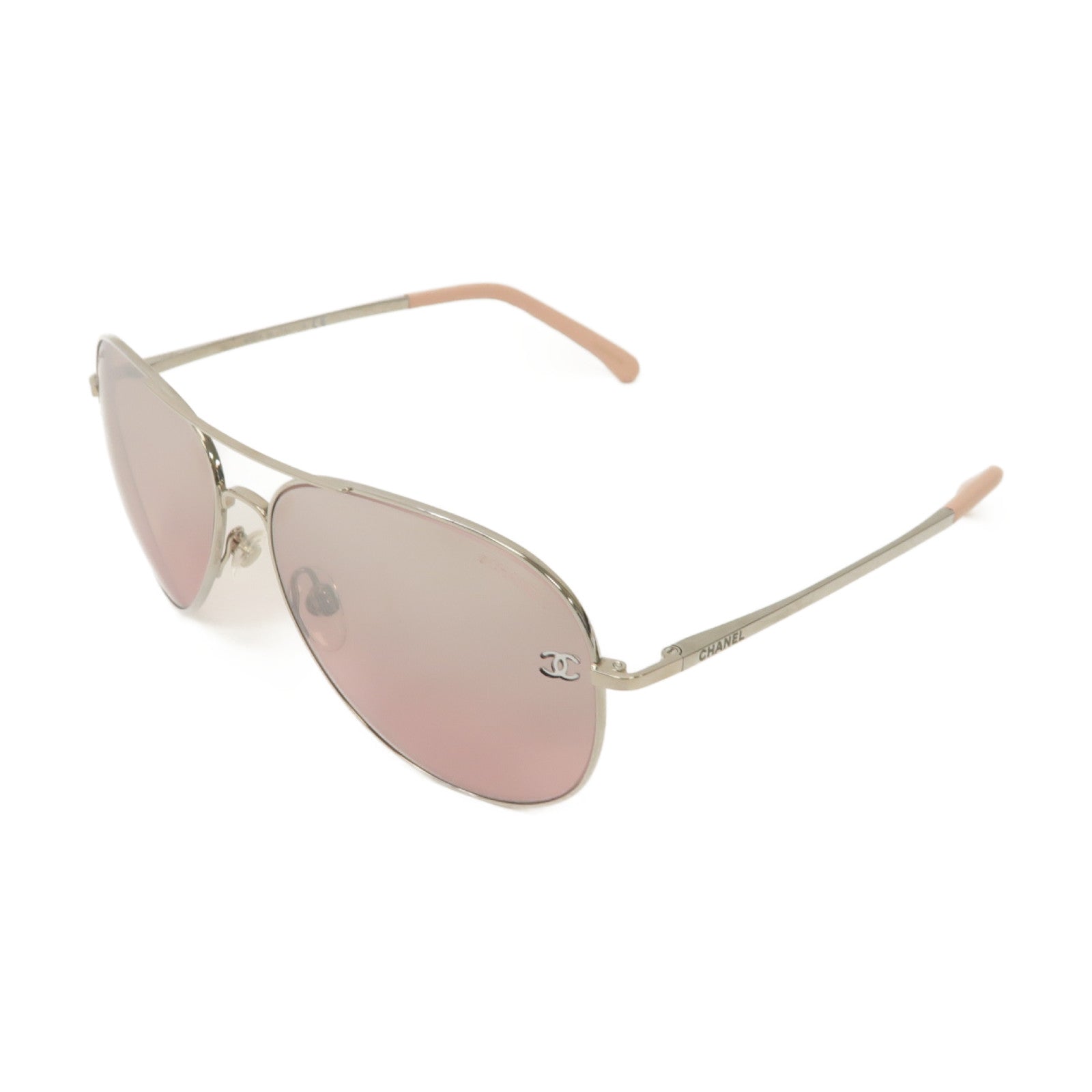 CHANEL PVC/金屬Sunglasses太陽眼鏡粉紅色/銀色