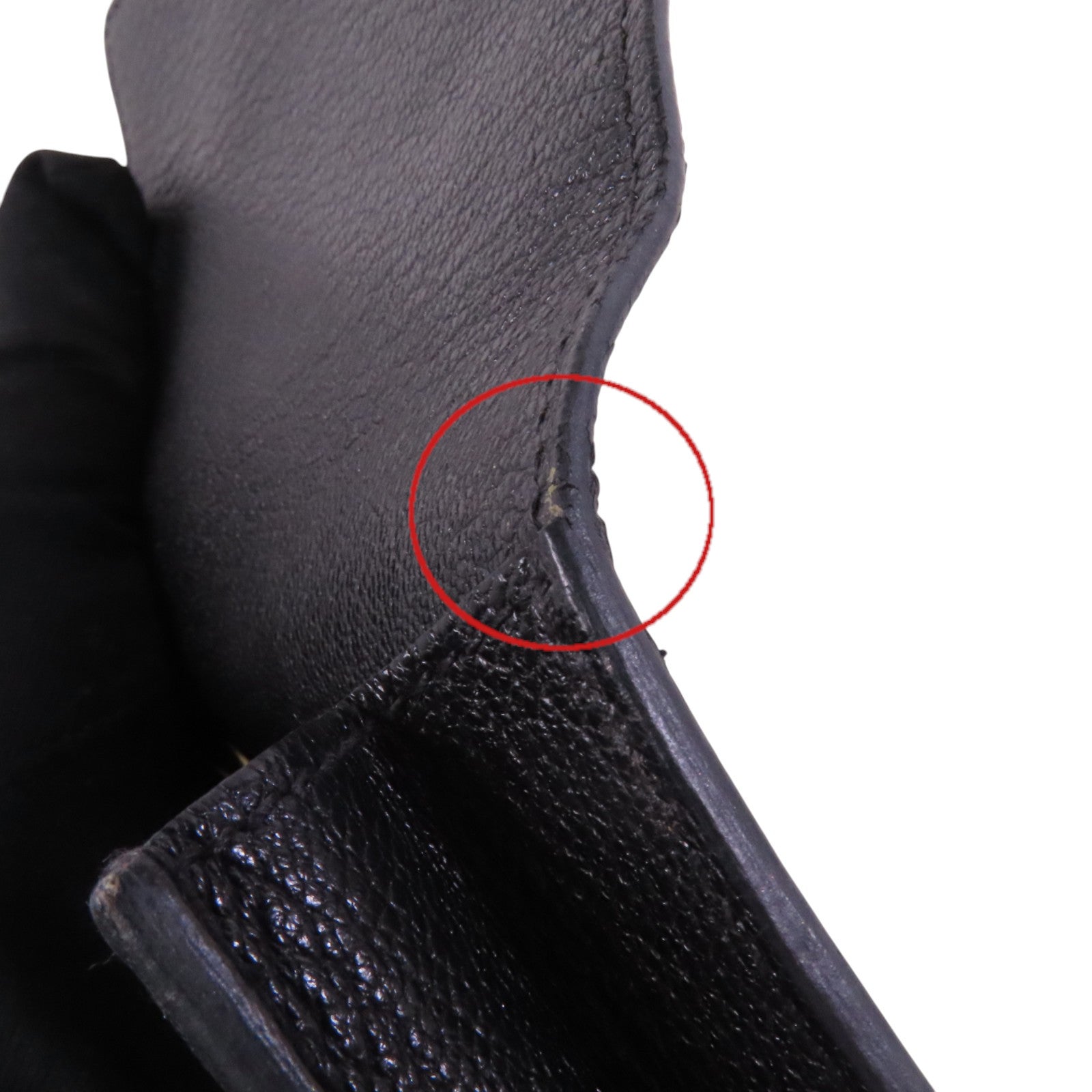HERMES 【激減優惠】Chevre皮革Roulis Slim金扣短錢包