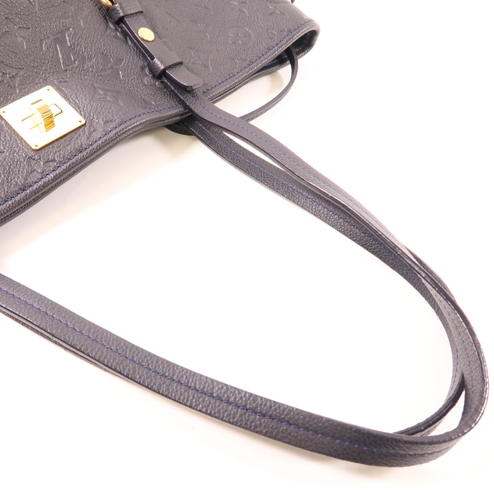 LOUIS VUITTON Monogram Empreinte Citadine GM金扣肩背袋/深藍色