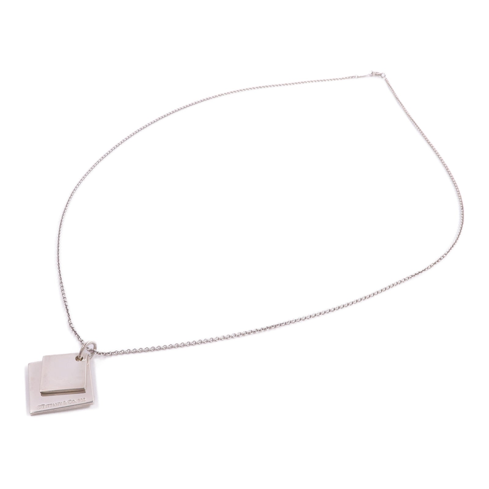 TIFFANY＆CO 925純銀Double Square Pendant項鍊