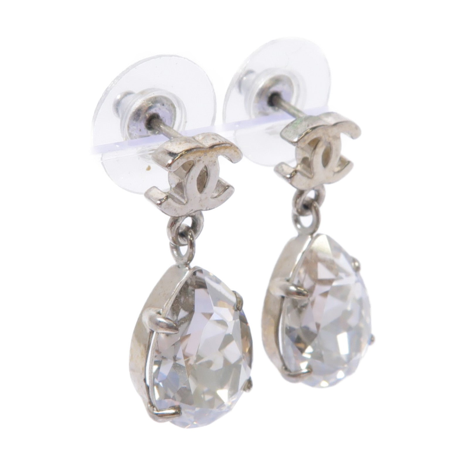 CHANEL 【激減優惠】金屬/水晶Earrings耳環銀色/透明
