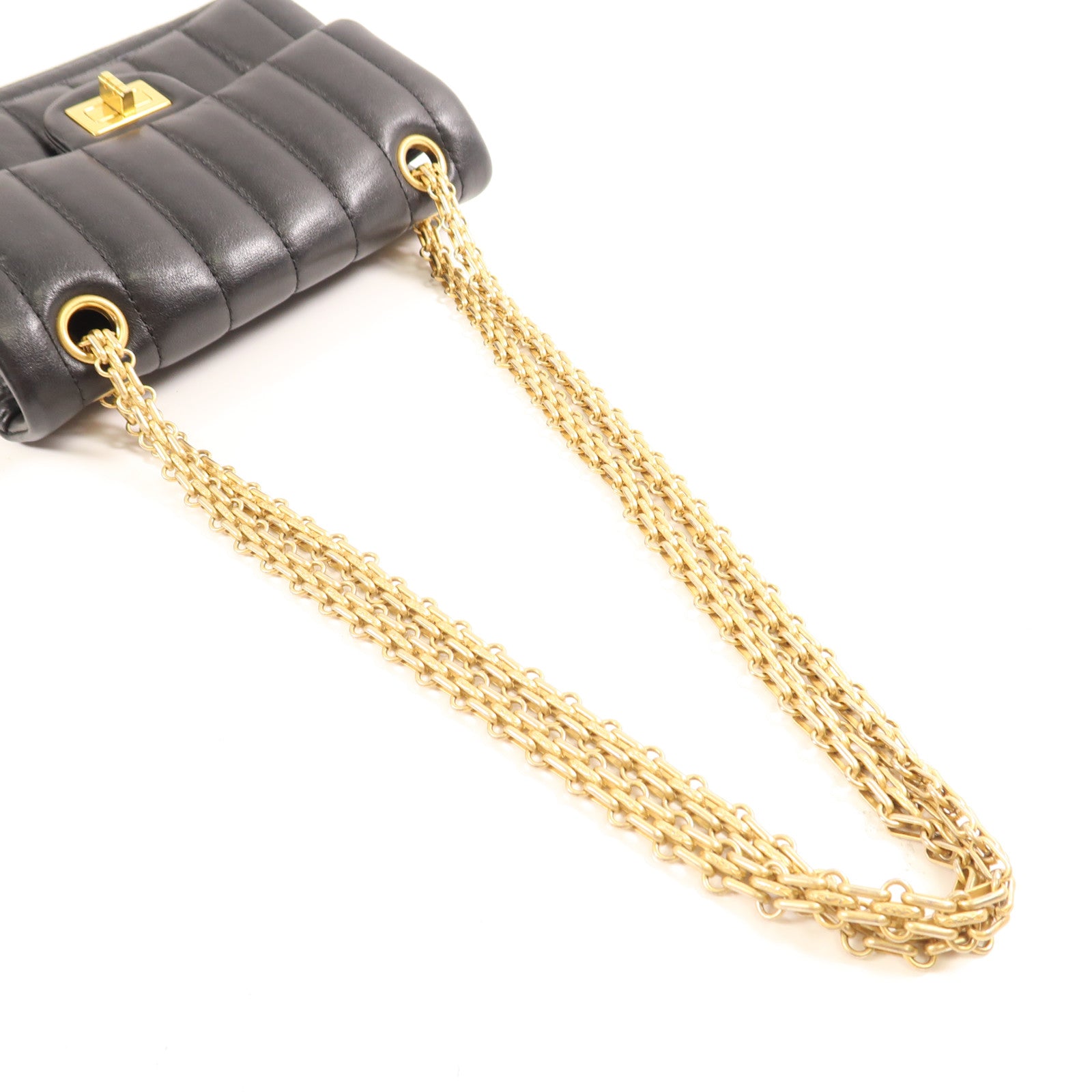 CHANEL 牛皮皮革2.55 Mini金扣鏈帶肩背袋