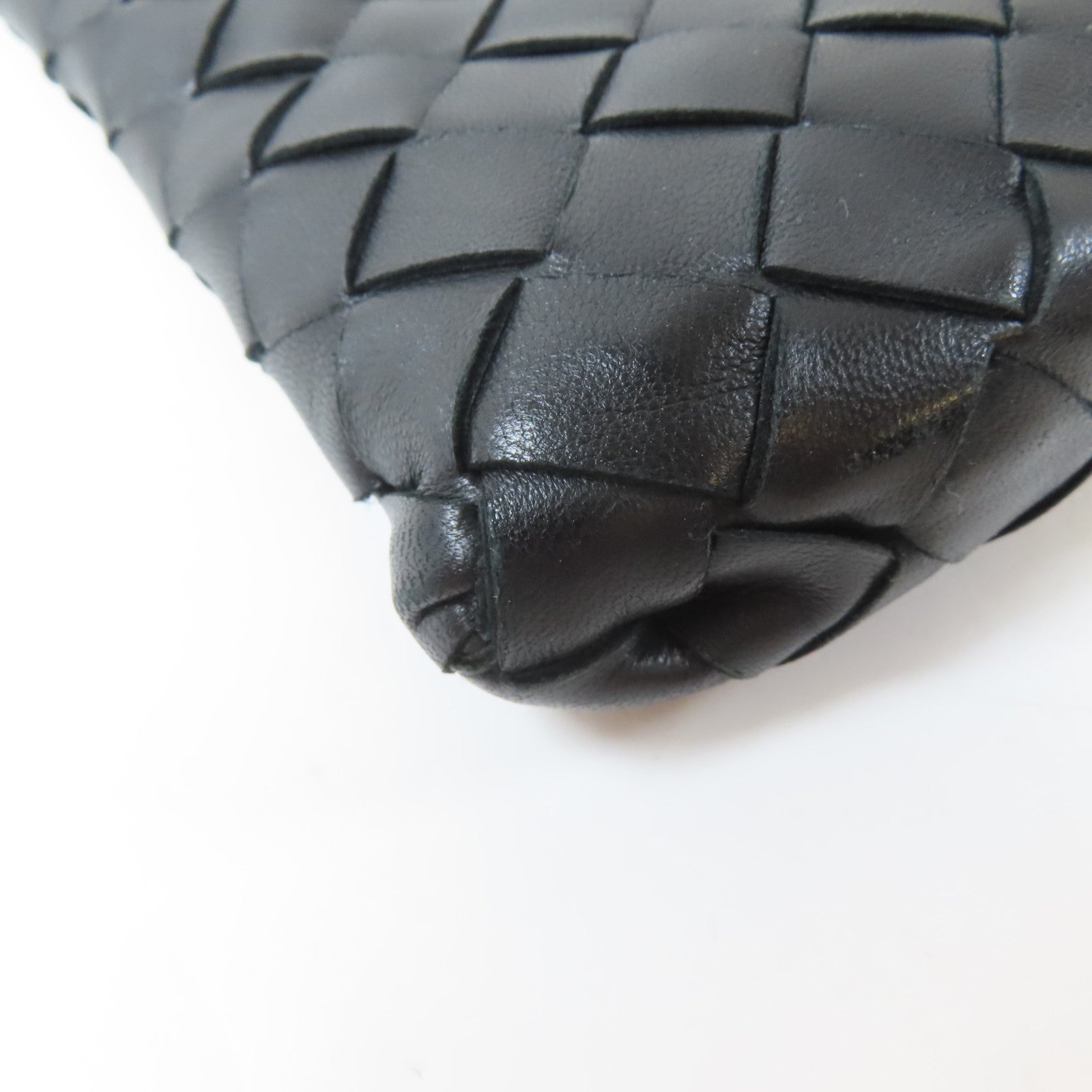 BOTTEGA VENETA 織紋皮革Clutch Bag銀扣手拿包黑色
