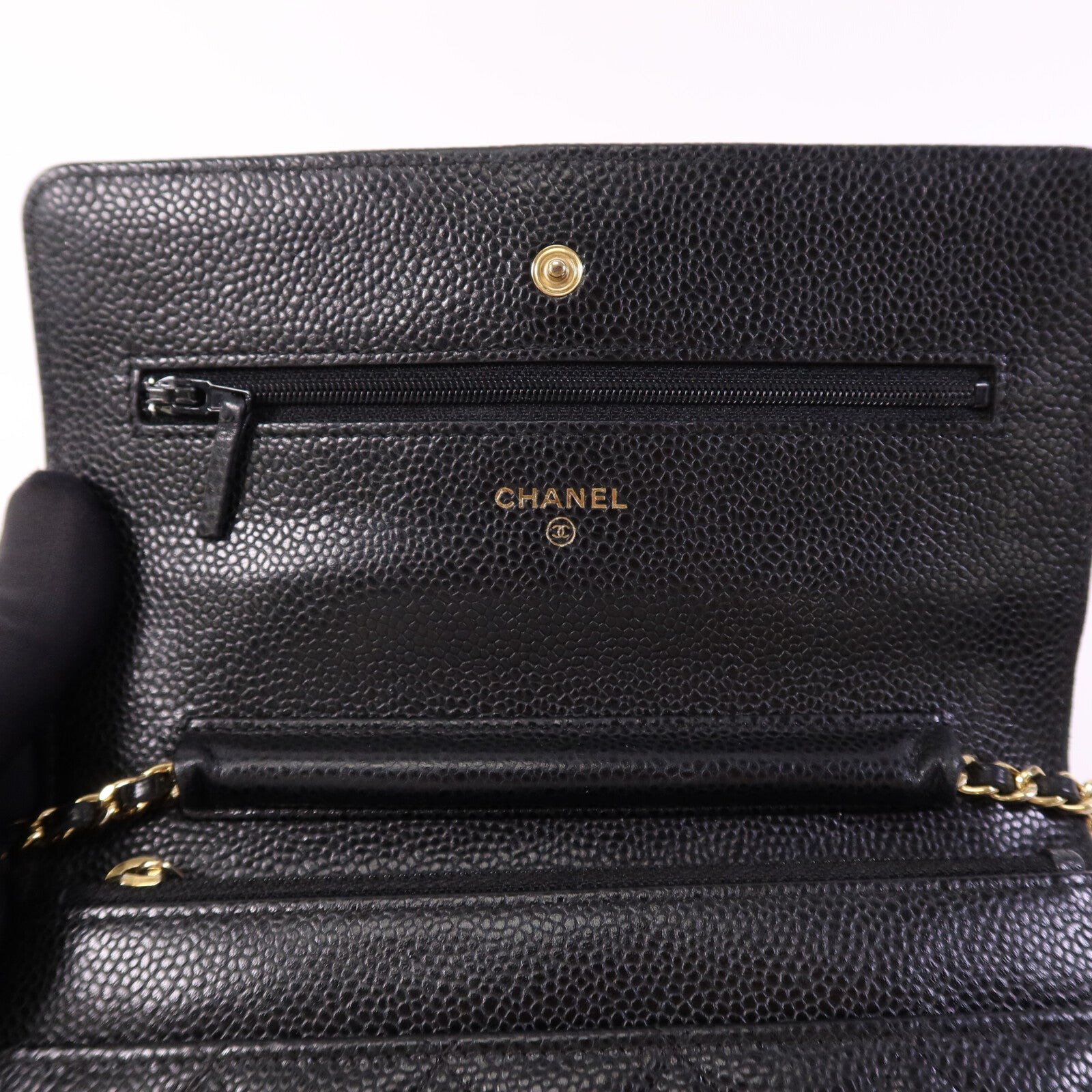 CHANEL 牛皮皮革WOC Wallet On Chain金扣鏈帶肩背袋