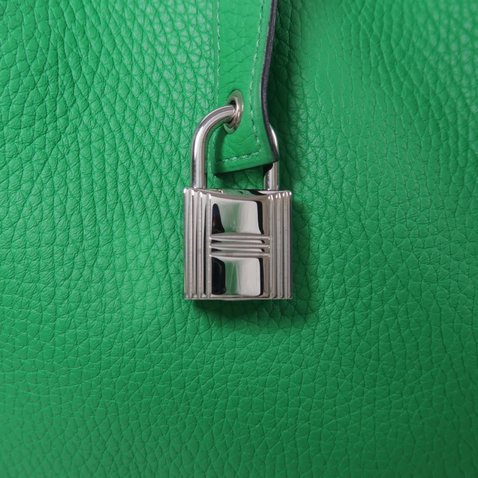 HERMES Clemence皮革Picotin GM銀扣手挽袋Bamboo