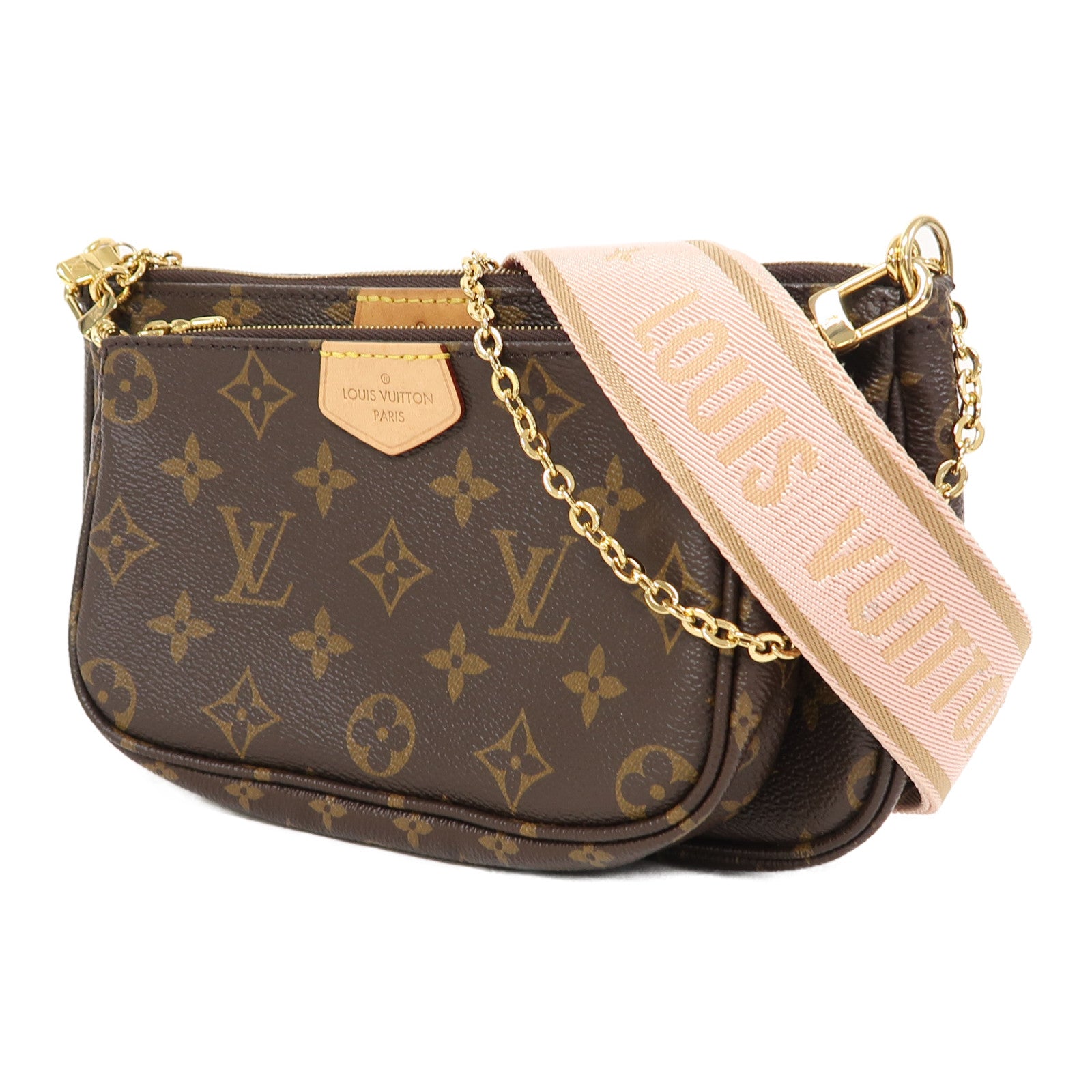 LOUIS VUITTON Monogram Multi Pochette Accessoires金扣肩背袋啡色