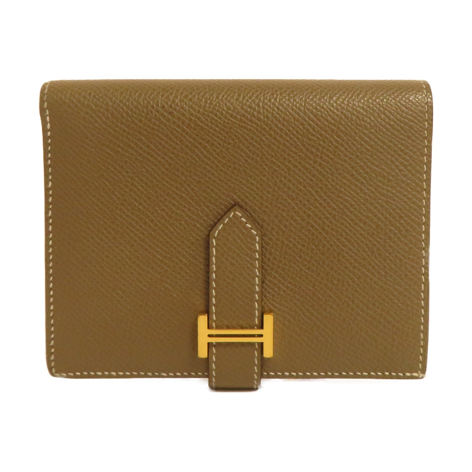 HERMES 【激減優惠】Epsom皮革Bearn Compact Wallet金扣錢包啡色